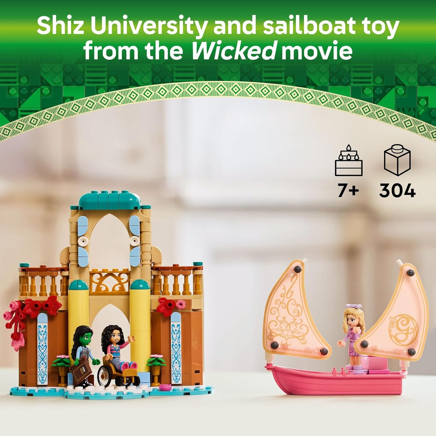 LEGO Wicked Glinda, Elphaba & Nessarose at Shiz University Building Set, Kids' Toy for 7+ Year Old Girls and Boys, with a Boat Toy and 3 Mini Dolls, Movie Merchandise Set 75681 image number 2