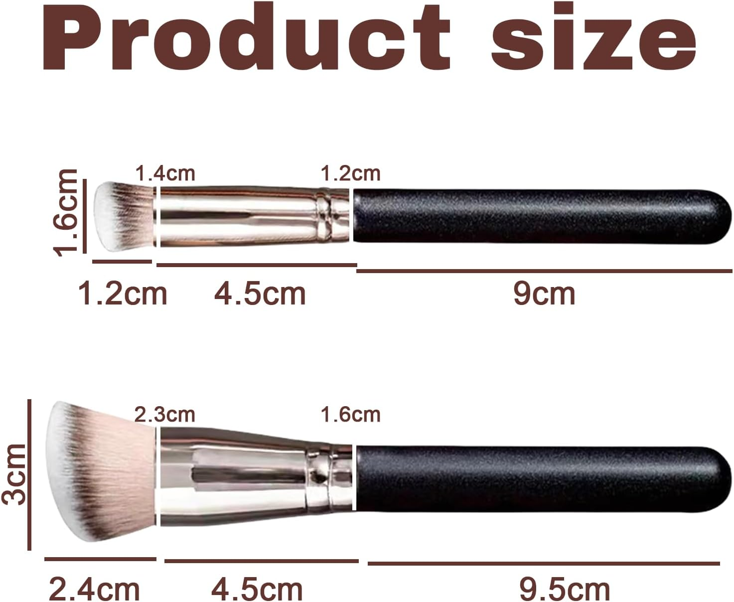 Foundation Brush and Concealer Brush Set for Flawless Makeup Application Perfect for Any Look, Premium Contour Makeup Brush Ideal for Blending Liquid, Buffing Cream, Sculpting & Applying Mineral Cosmetics (Black) image number 1