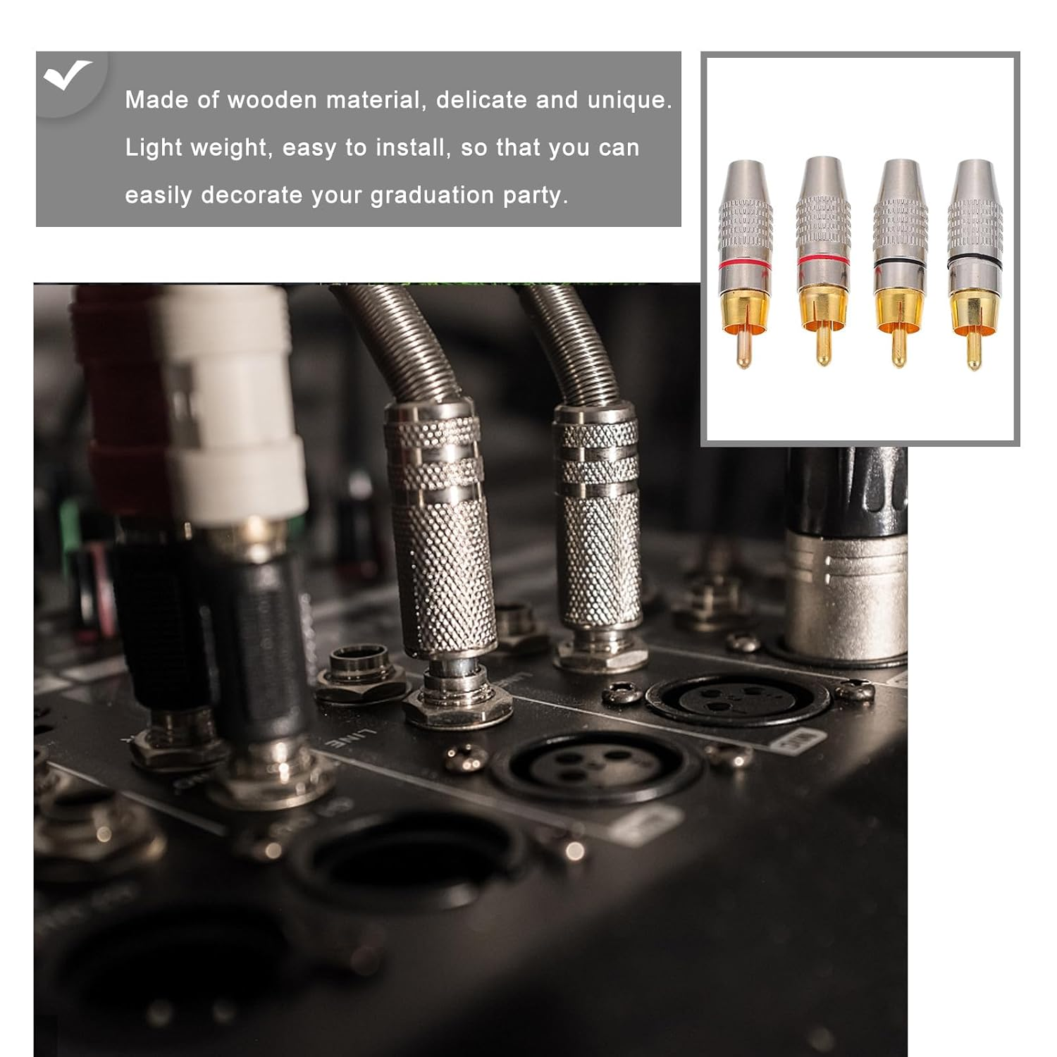 STAHAD 4Pcs Gold-Plated Male Audio Video Plug Connectors Colored Rings, Metal AV Speaker Cable Adapter for Professional Home Audio Systems