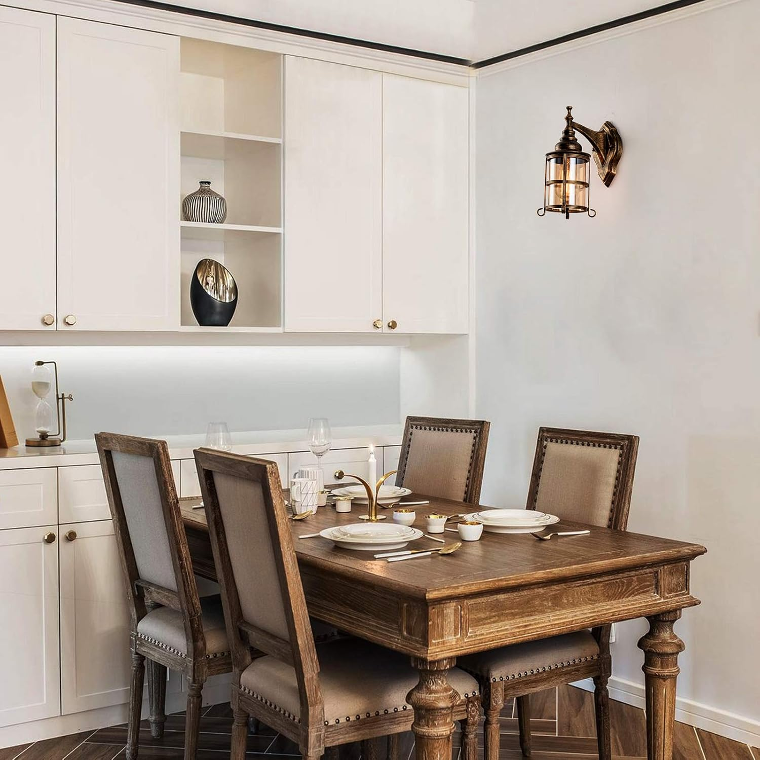 Rustic Amber Glass Wall Light 2-Pack, Bronze Brushed, Industrial Farmhouse Lamp Sconce Porch Lighting Waterproof Retro Lamp for Indoor Bedroom Living Room Outdoor（No Bulb） image number 1