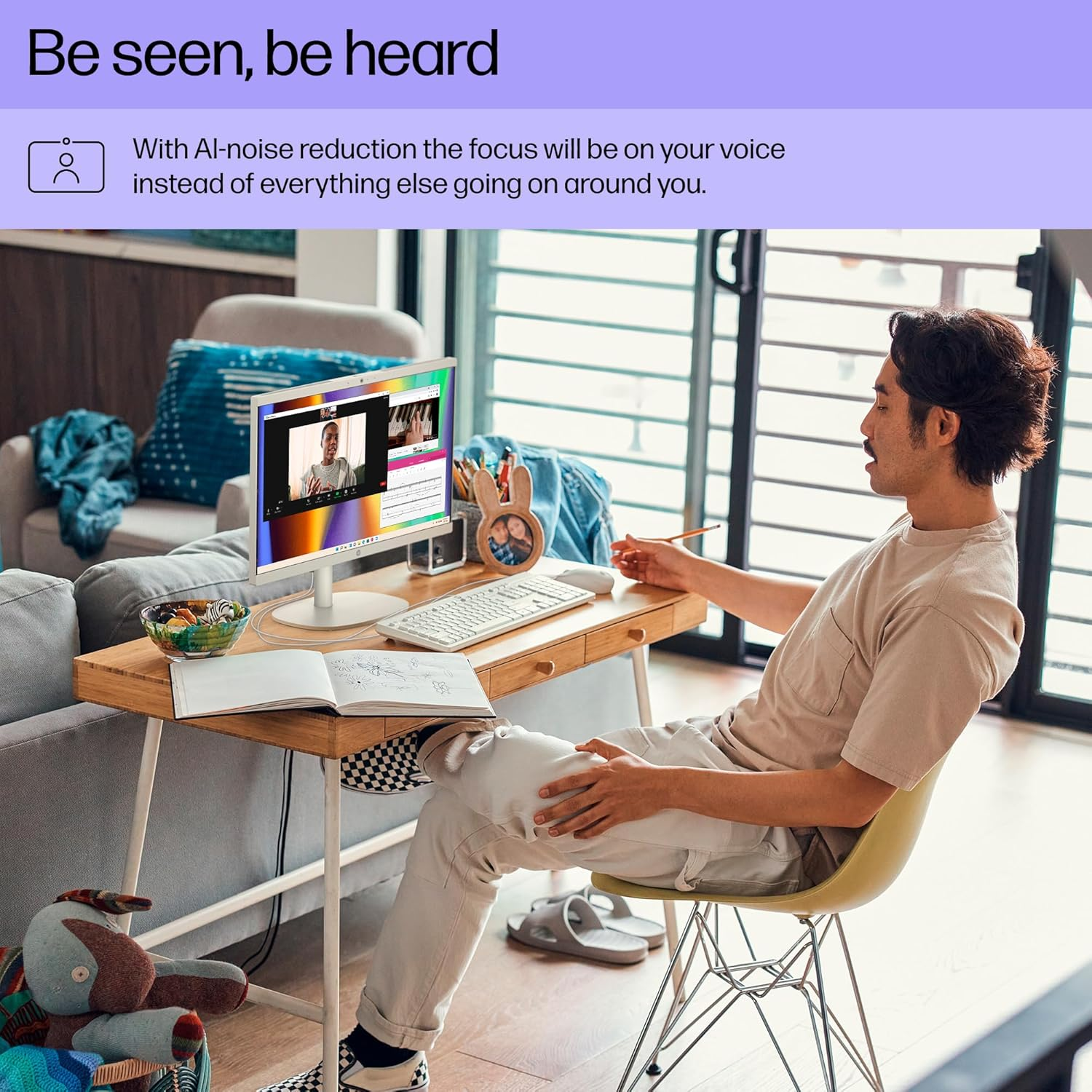 HP Omnistudio X All-In-One Desktop PC, 27" 4K IPS Display, Intel Core Ultra 5, Intel Arc Graphics, 8GB RAM, 512GB SSD, Windows 11 Home, B&O Audio, 5MP IR Camera, BD1E9PA image number 2