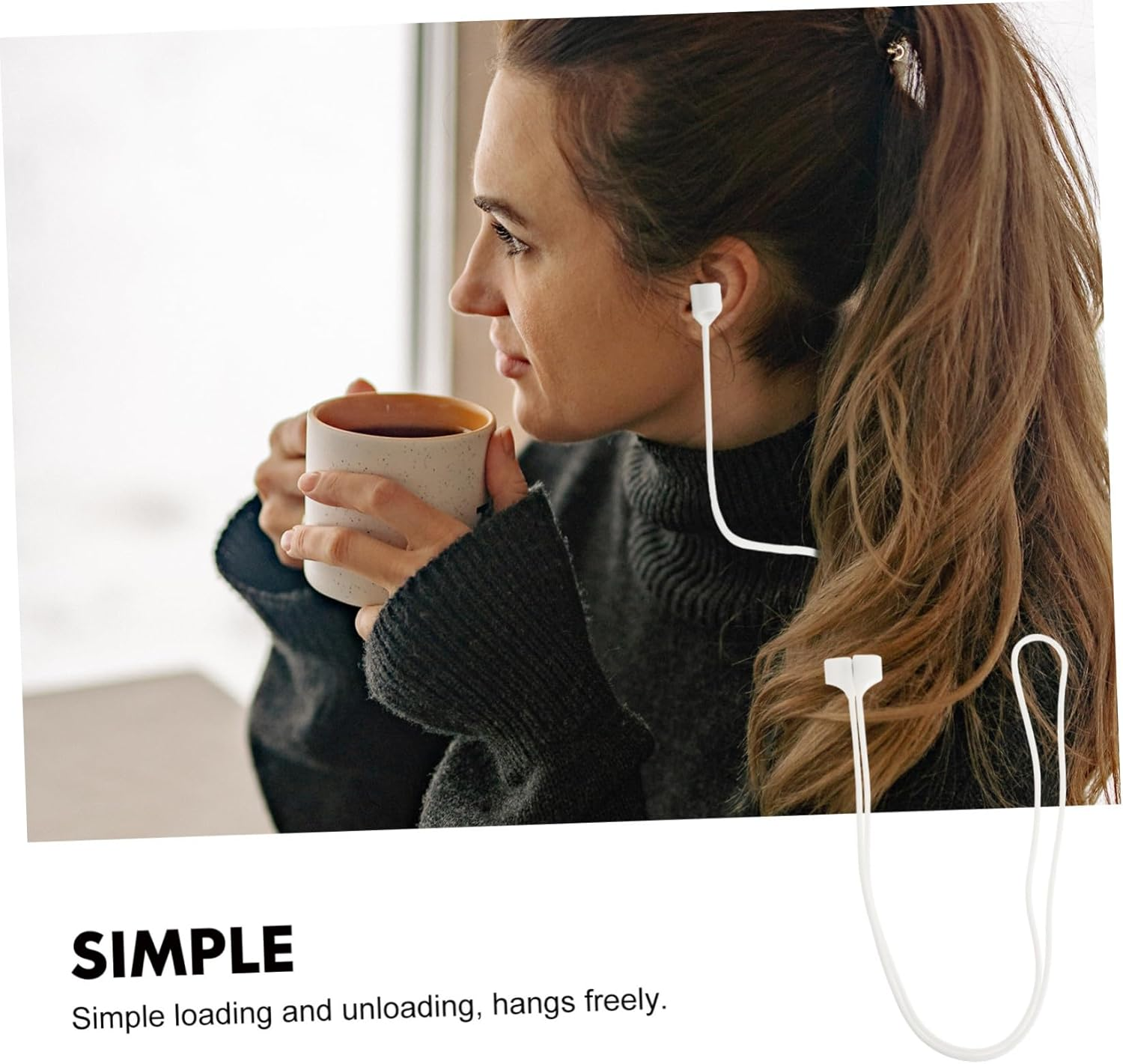 IWOWHERO 4Pcs Magnetic Anti-Lost Wireless Headset Lanyard Lightweight Silicone Earpiece Rope for Portable Neck Strap for Secure Carry and Easy Operation image number 3