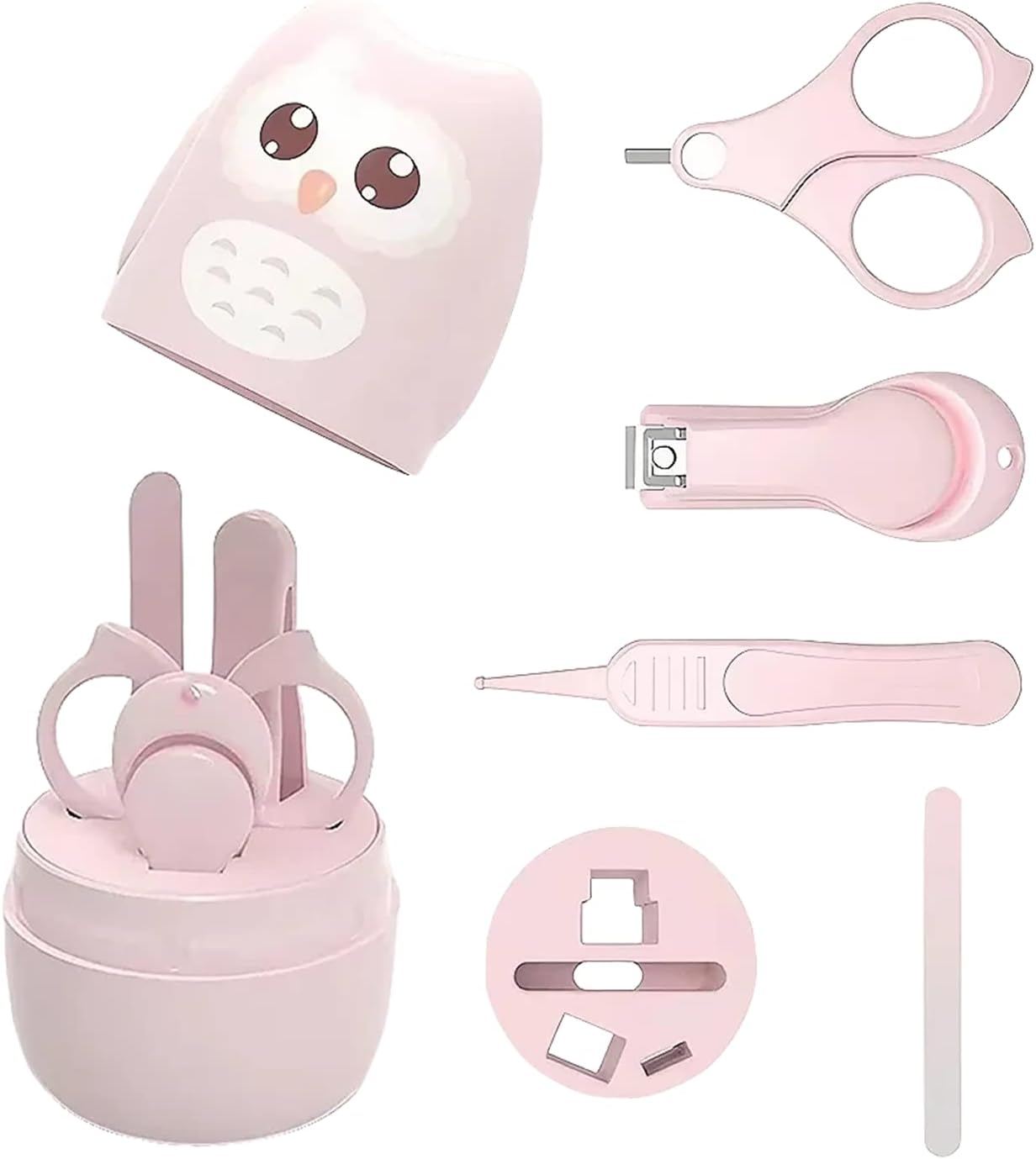 Pandaear Baby Nail Manicure Pedicure Grooming Care Kit (4 Pack)| Clippers Scissors File Tweezers for Newborn Infant Toddler Kids 1 Months plus (Pink) image number 1