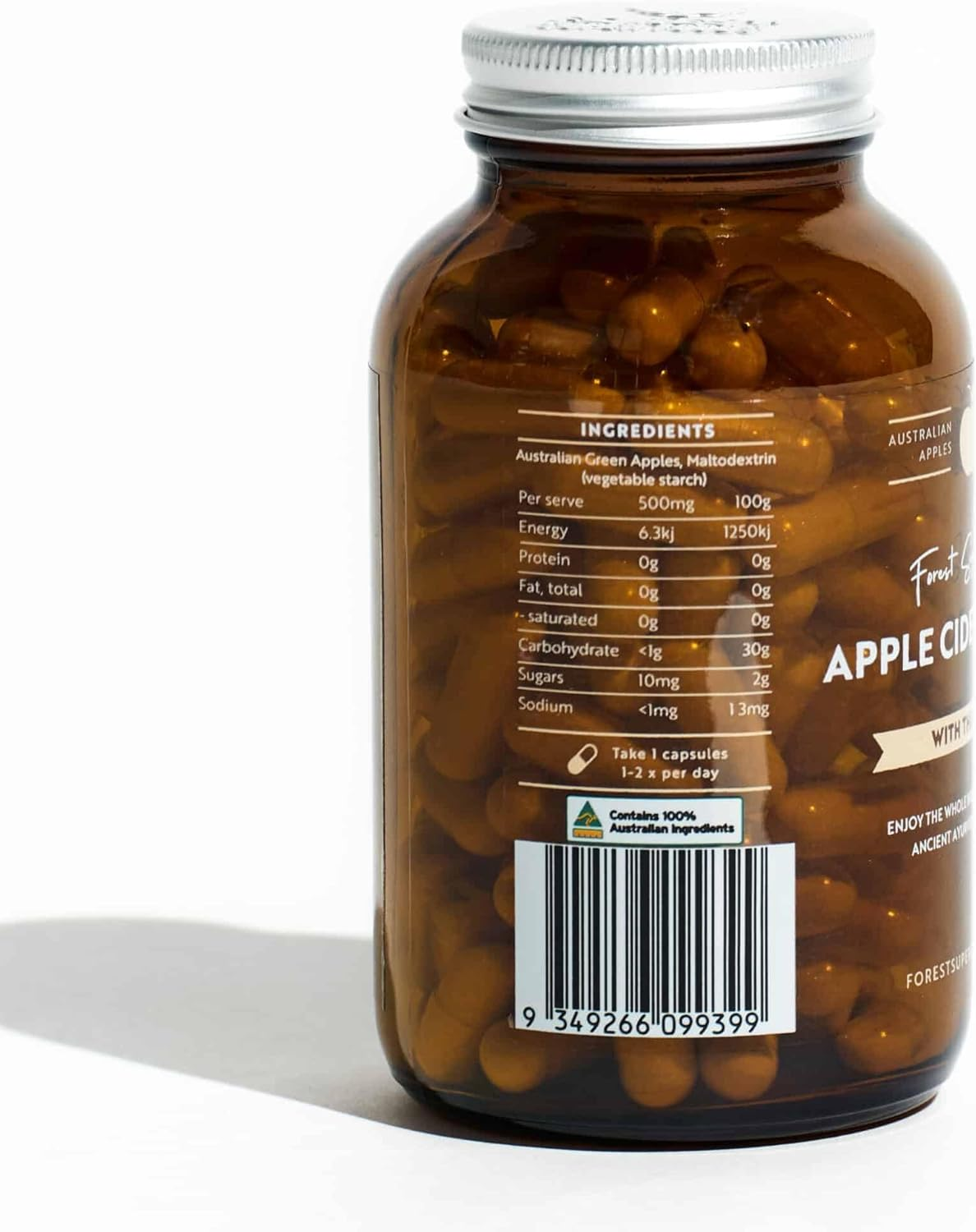 Forest Super Foods Australian Apple Cider Vinegar Capsules for Mother &ndash; 120X Capsules - 100% Australian Apples, Prebiotic + Natural image number 1