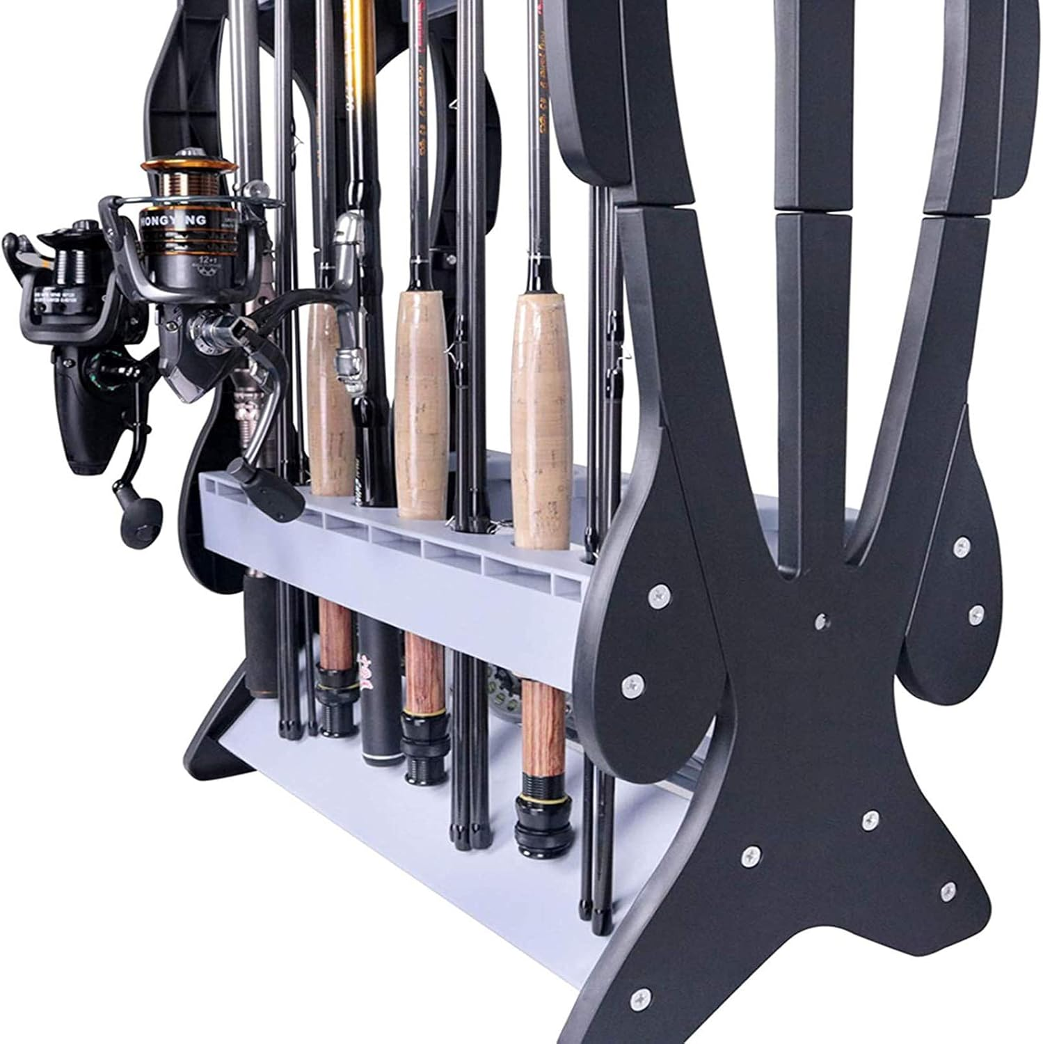 16 Fishing Rod Holder Storage Rack, Fishing Pole Stand Garage Organizer Holds Any Type of Rod or Hiking Sticks Keep It Steady image number 3