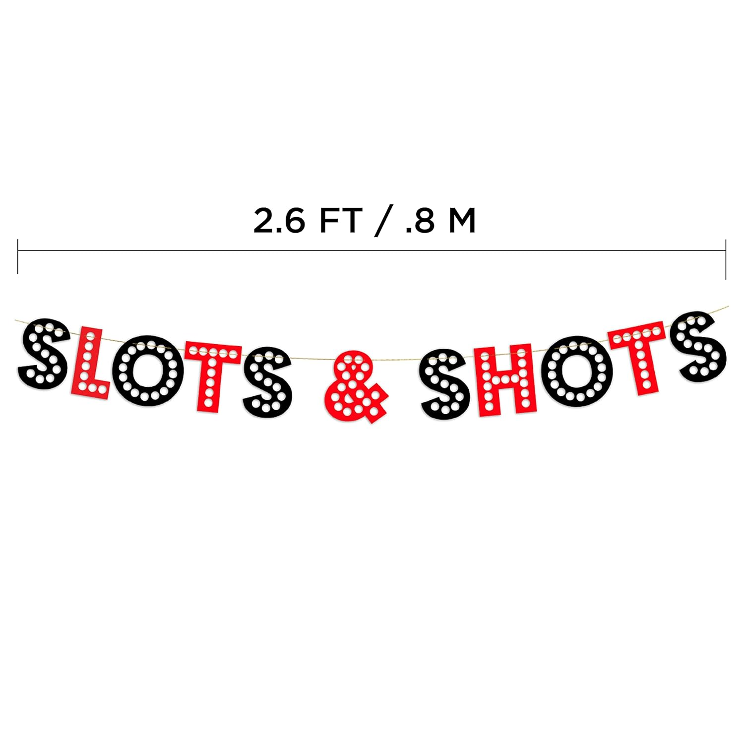 Casino Themed Glitter Banner &ndash; Las Vegas Birthday and Bachelorette Party Decorations &ndash; Poker Party Garland, Favors and Supplies image number 5