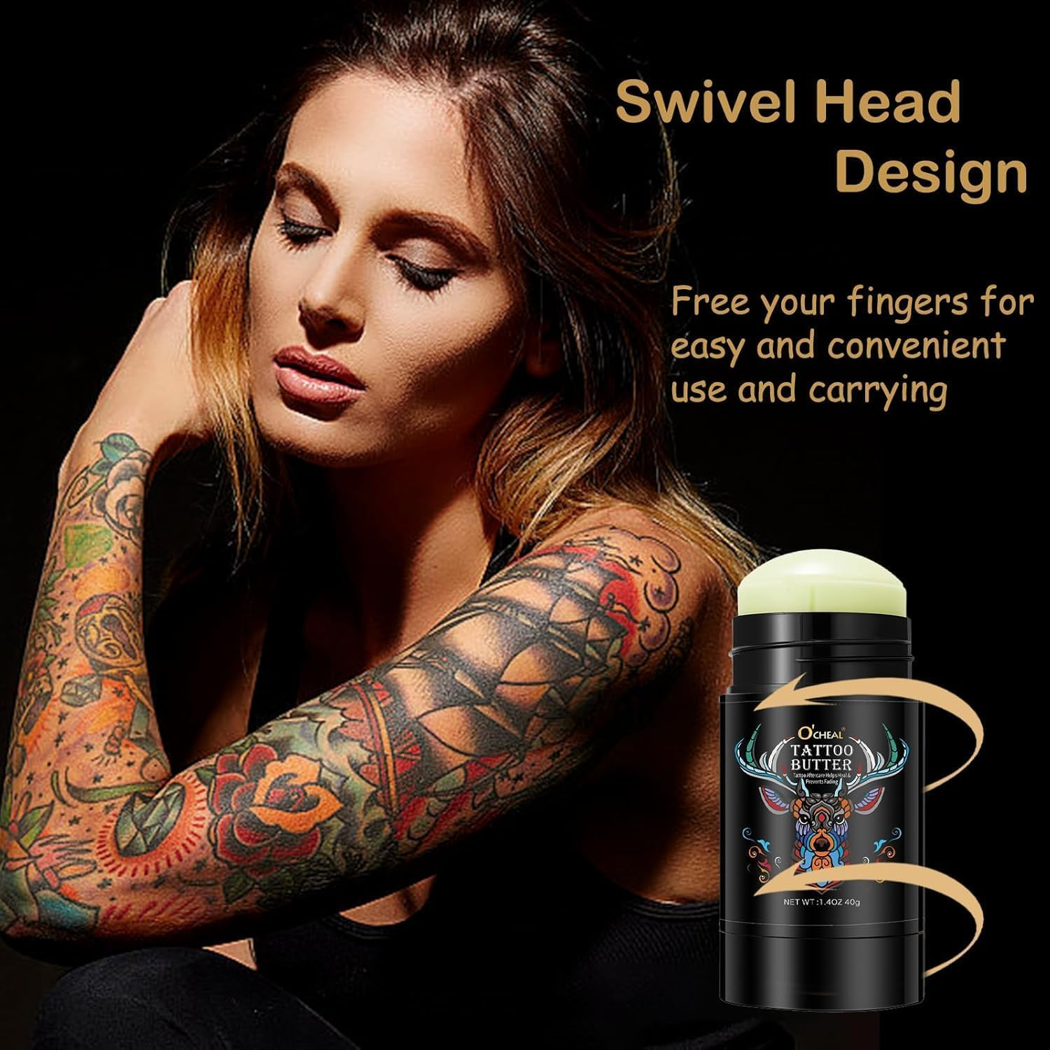 Tattoo Aftercare Balm Butter - Moisturizing Cream for Tattooed Skin - for New & Old Tattoos - Color Enhancing Formula with Shea Butter & Jojoba Oil - Vitamin E Formula - 1.4Oz / 40G image number 5