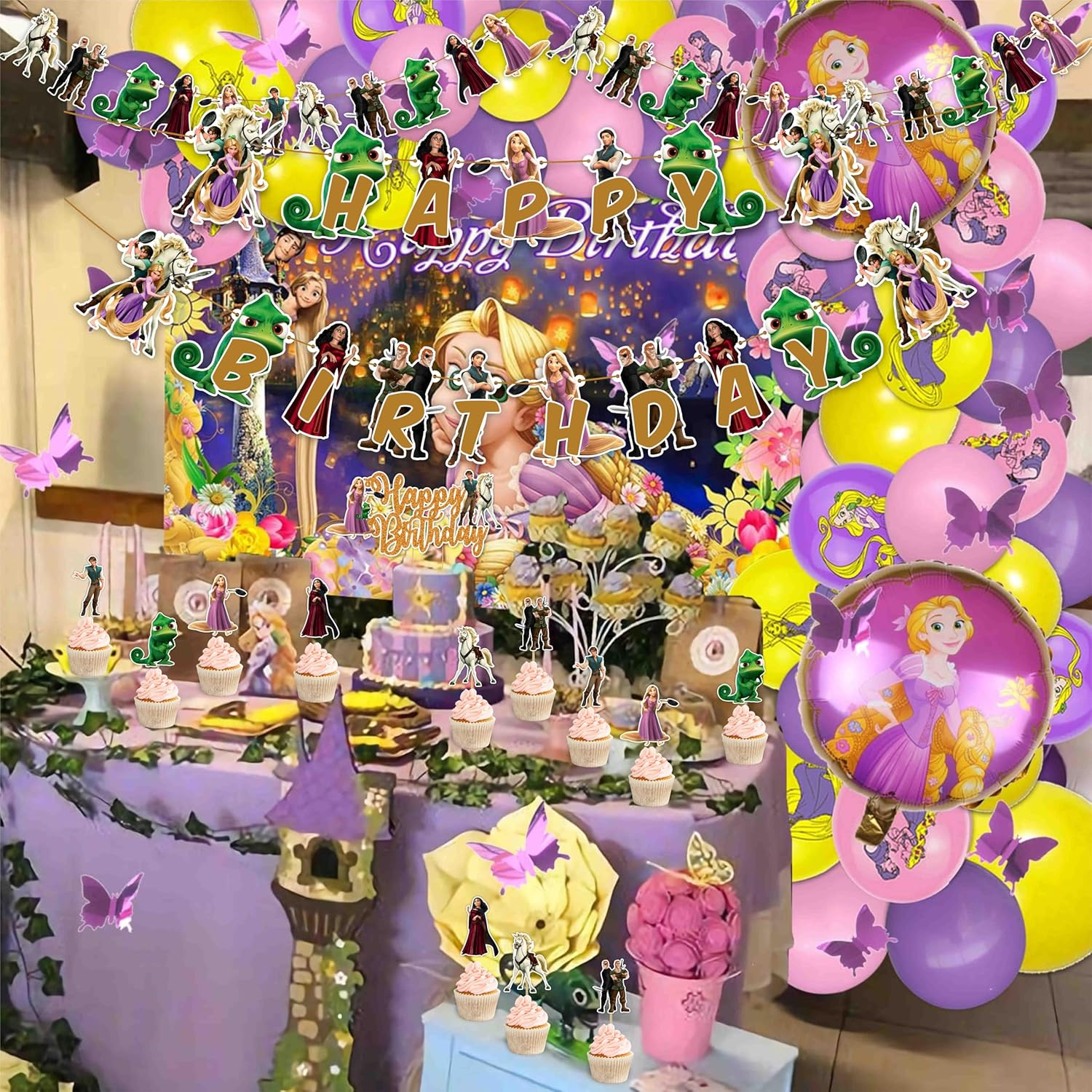 Rapunzl Theme Birthday Party Supplies | Enchanted Princess Decorations for Kids Fairy Tale Parties & Magical Royal Celebrations image number 5