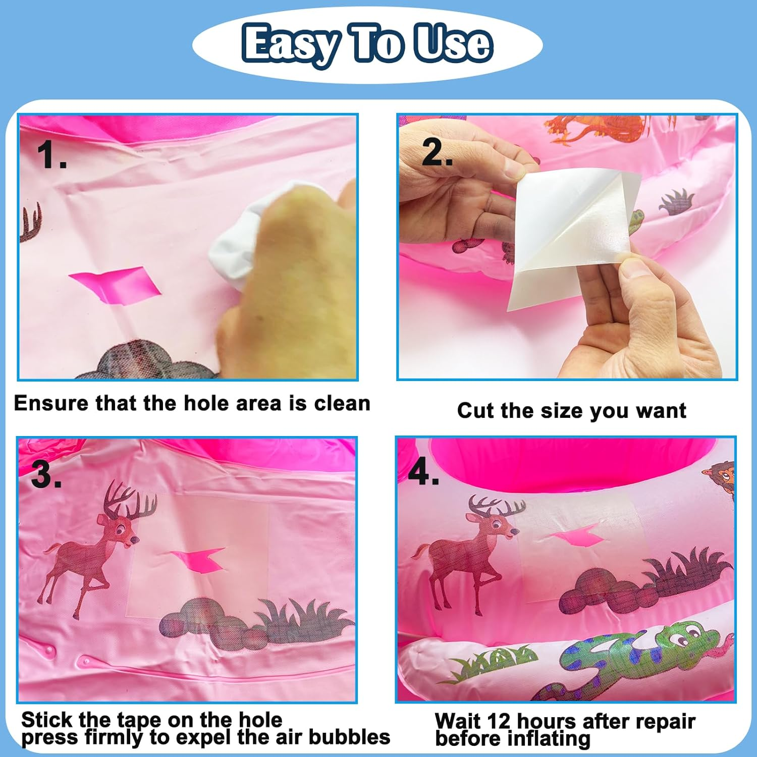 KAIHENG 4Inx7Ft Inflatable Patch Repair Kit, Waterproof TPU Air Mattress Patch Kit, Pool Repair Patch, Repair Tape for Pool Swimming Ring Pool Floats Bounce House Air Bed Tent Inflatable Toys image number 2