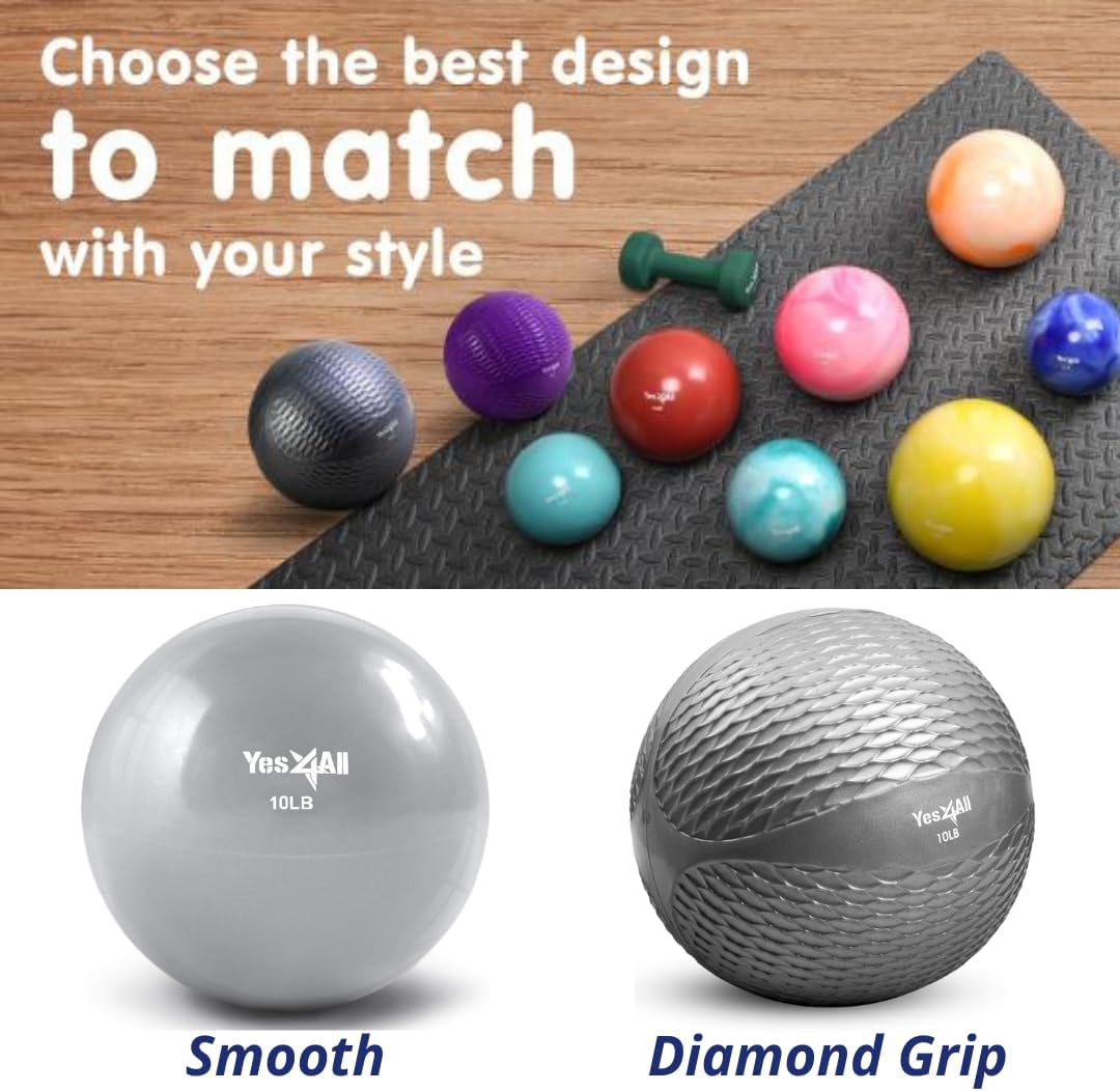 Yes4All Toning Ball, Medicine Ball, Weight Toning Exercise Ball, Gym Ball, for Home Gym & Desk Chair, Fitness, 0.9Kg/1.36Kg/1.81Kg/2.26Kg/2.72Kg/3.6Kg/4.5Kg image number 1