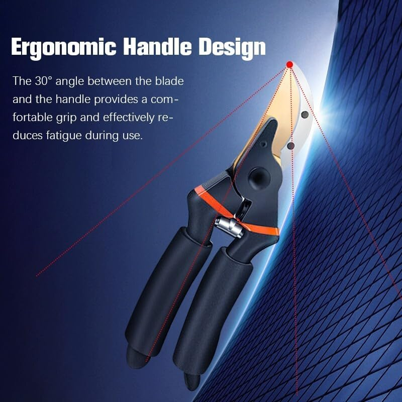 Pruning Shears Gardening Tools - Bypass Garden Scissors Heavy Duty Hand Pruner with Soft Grip Handle Cushion and Shock Absorber Design - Plant Cutter Kitchen Garden Cutting through Anything image number 3