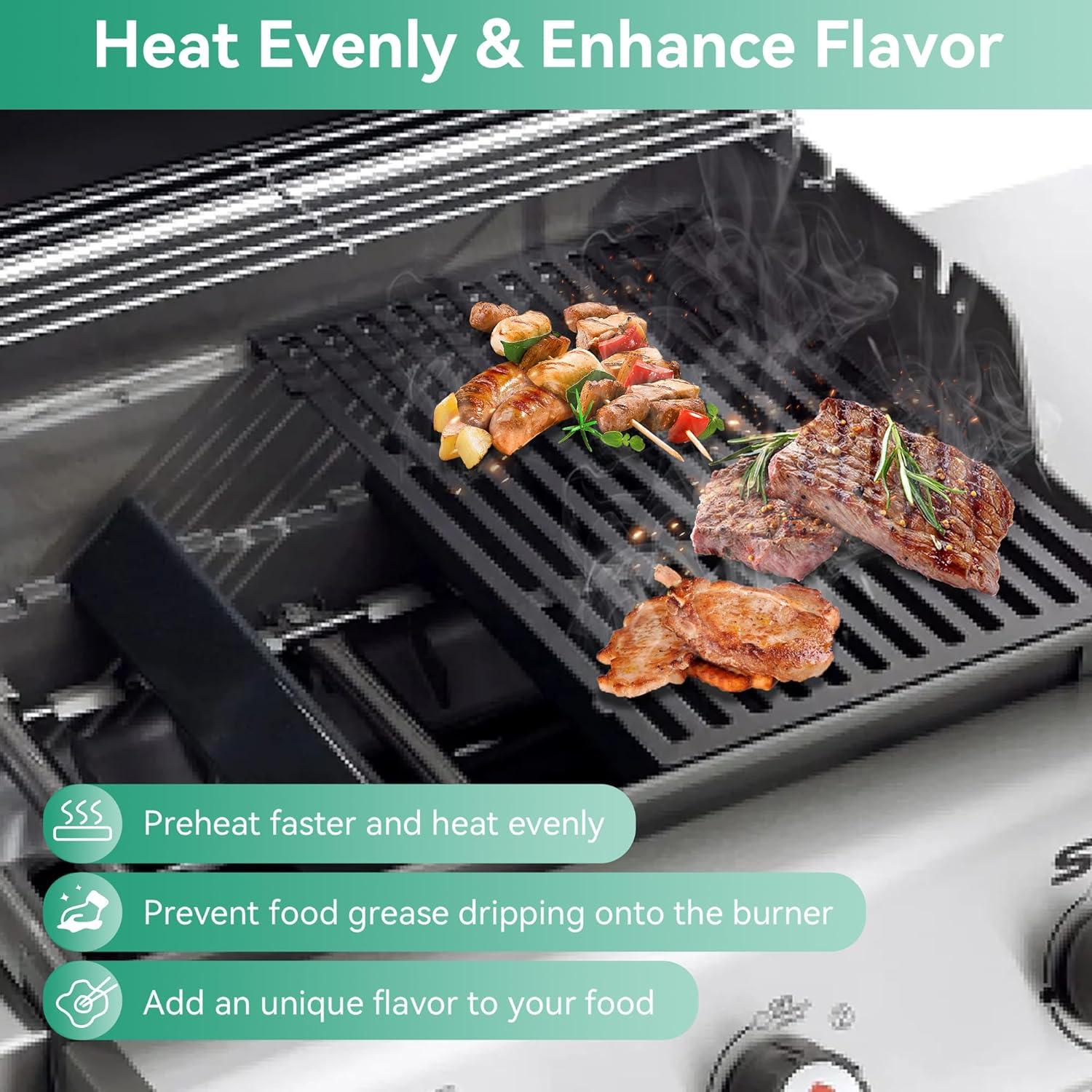 Spirit II E310 67046 7636 Flavorizer Bars for Weber Spirit II & I & GS4 Spirit II E310 E320 S310 S320 Grills with Front Mounted, 15.3 Inch Heat Plate Flame Guard for Weber 67046 69797 68843 Parts image number 2