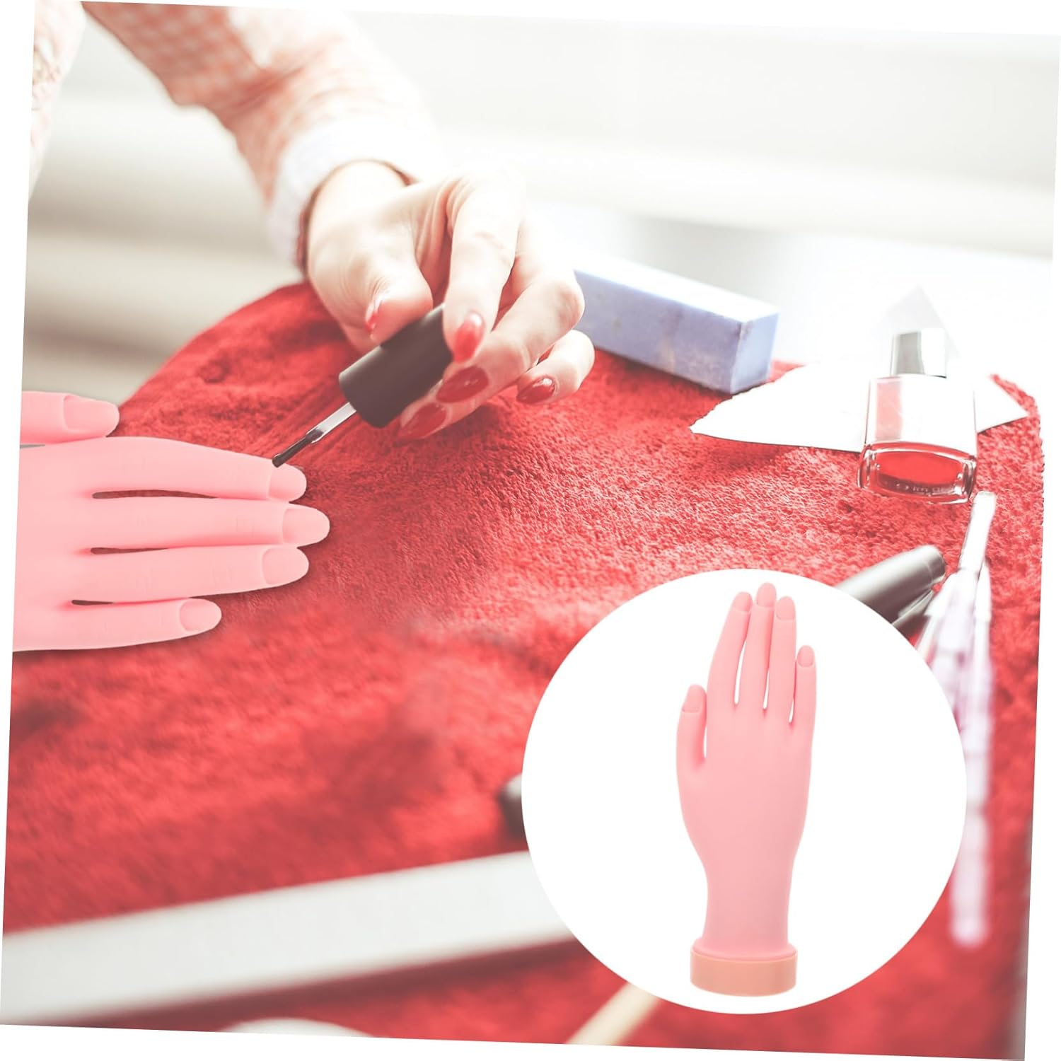 OSOLADY Mannequin Hand for Nail Practice Bendable Fake Hand Model for Manicure Training Realistic for Beginners Portable Nail Art Display for Salon Use image number 6