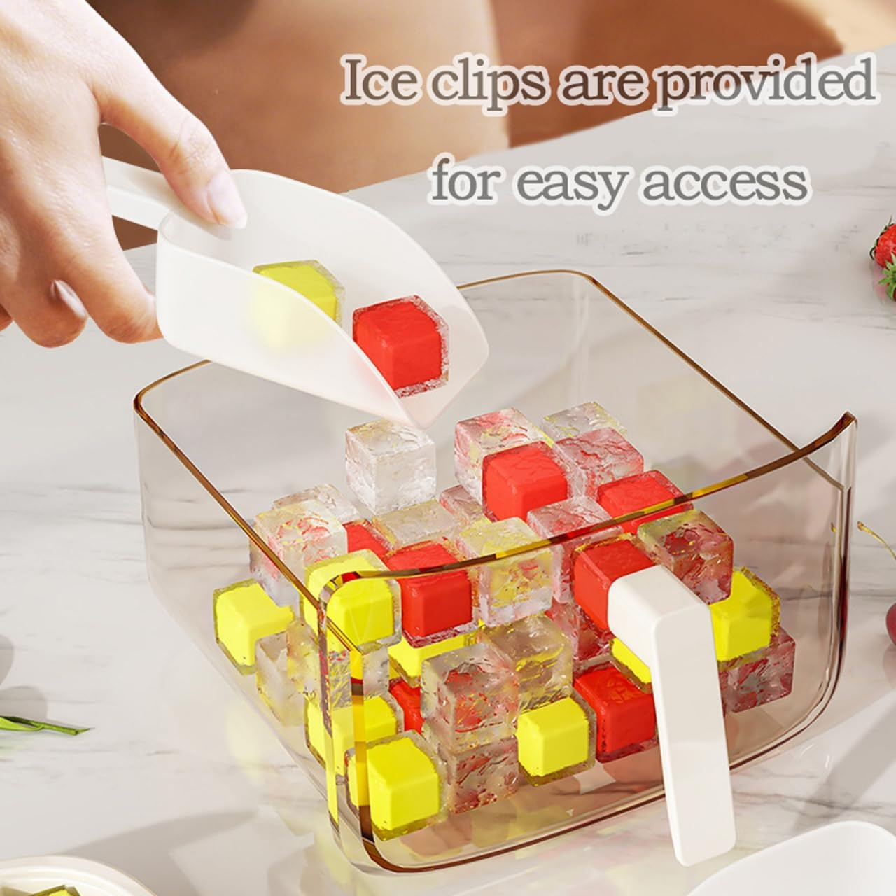 Multi-Purpose Ice Cube Maker Kit, 48-Cube Capacity with Locking Lid & Storage Container, Ideal for Home Bar, Office, RV &ndash; Compact & Reusable White image number 1