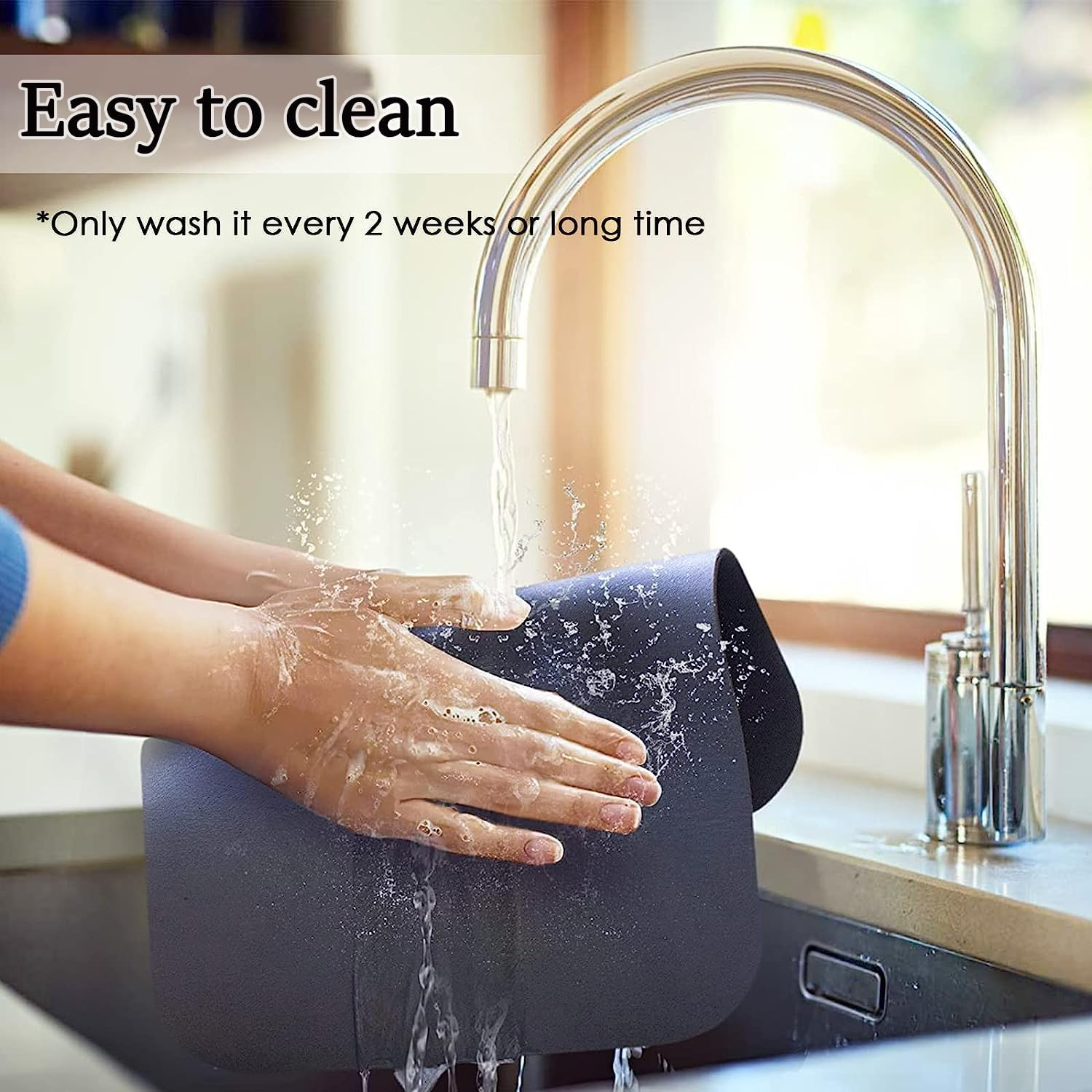 Coffee Mat - Coffee Bar Mat for Countertops | Coffee Bar Accessories Fit under Coffee Maker Espresso Machine | Absorbent Hide Stain Rubber Backed Dish Drying Mat for Kitchen Counter | 16"X24" (Black) image number 3