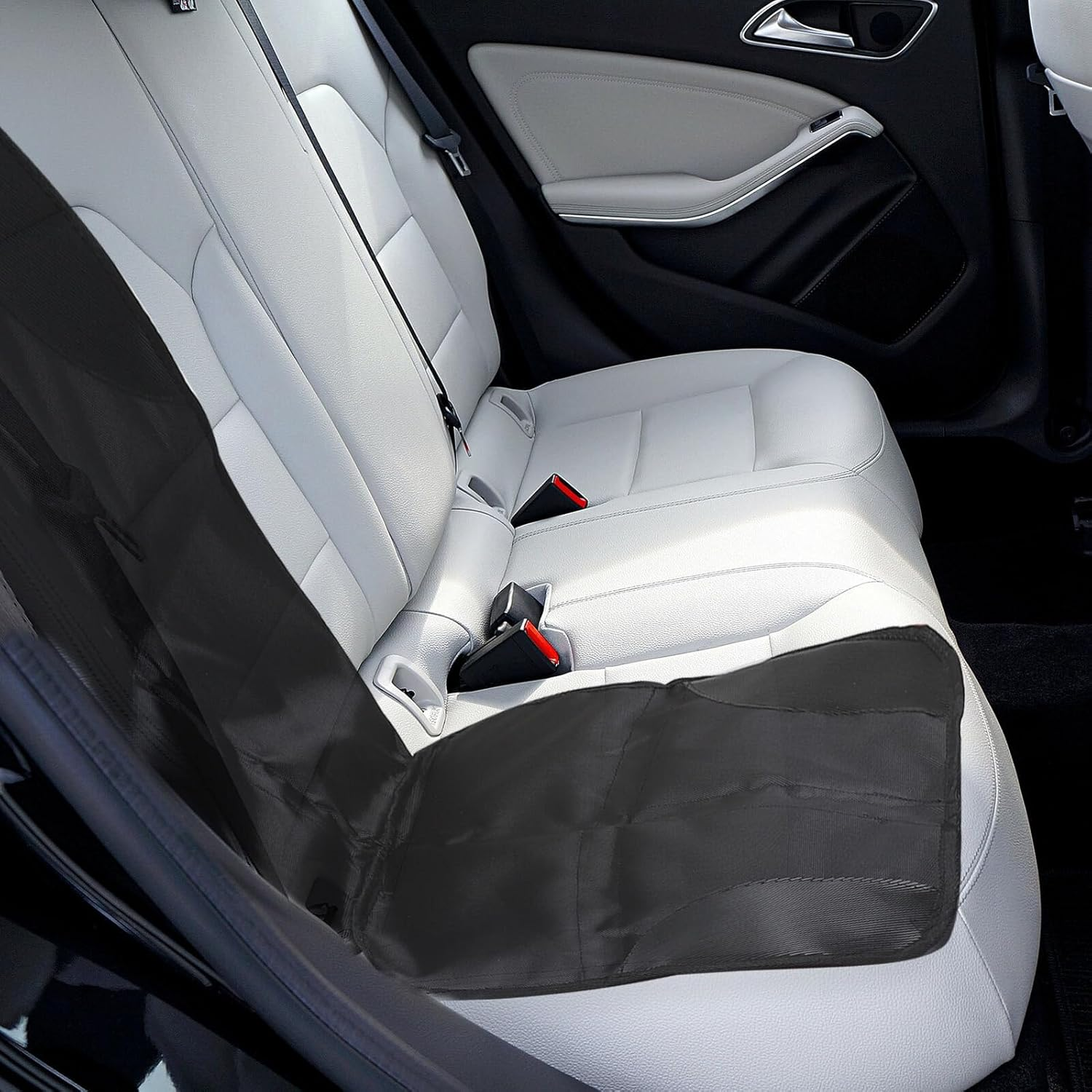 Car Seat Protector Mat with Large Storage Pockets Non-Slip Cover for Seats Black Cushion for Vehicle Protection and Travel Convenience image number 3