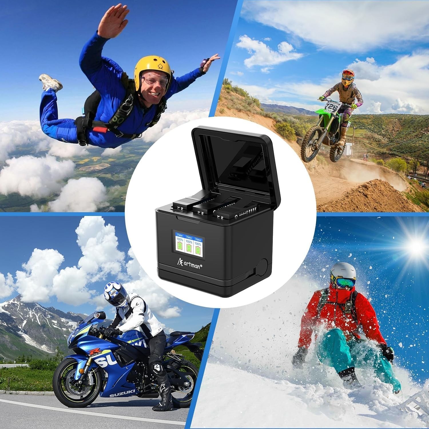 Artman Hero 13 Battery 2300Mah for Hero13 Black Camera, LCD 3-Slot Fast USB-C Charger Fully Compatible with Gopro Hero 13 Batteries and Charger (3-Pack) image number 3