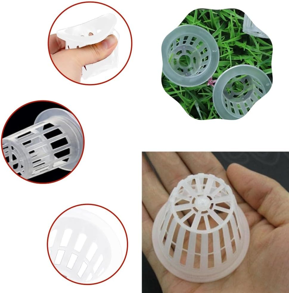 Garden Slotted Mesh Net Cups,100 PCS 4.2 Cm Height Water Culture Fixed Planting Cups Baskets, Vegetable Soilless Cultivation Tools, Wide Lip Bucket Pot Cups for Hydroponics and Aquaponics image number 2