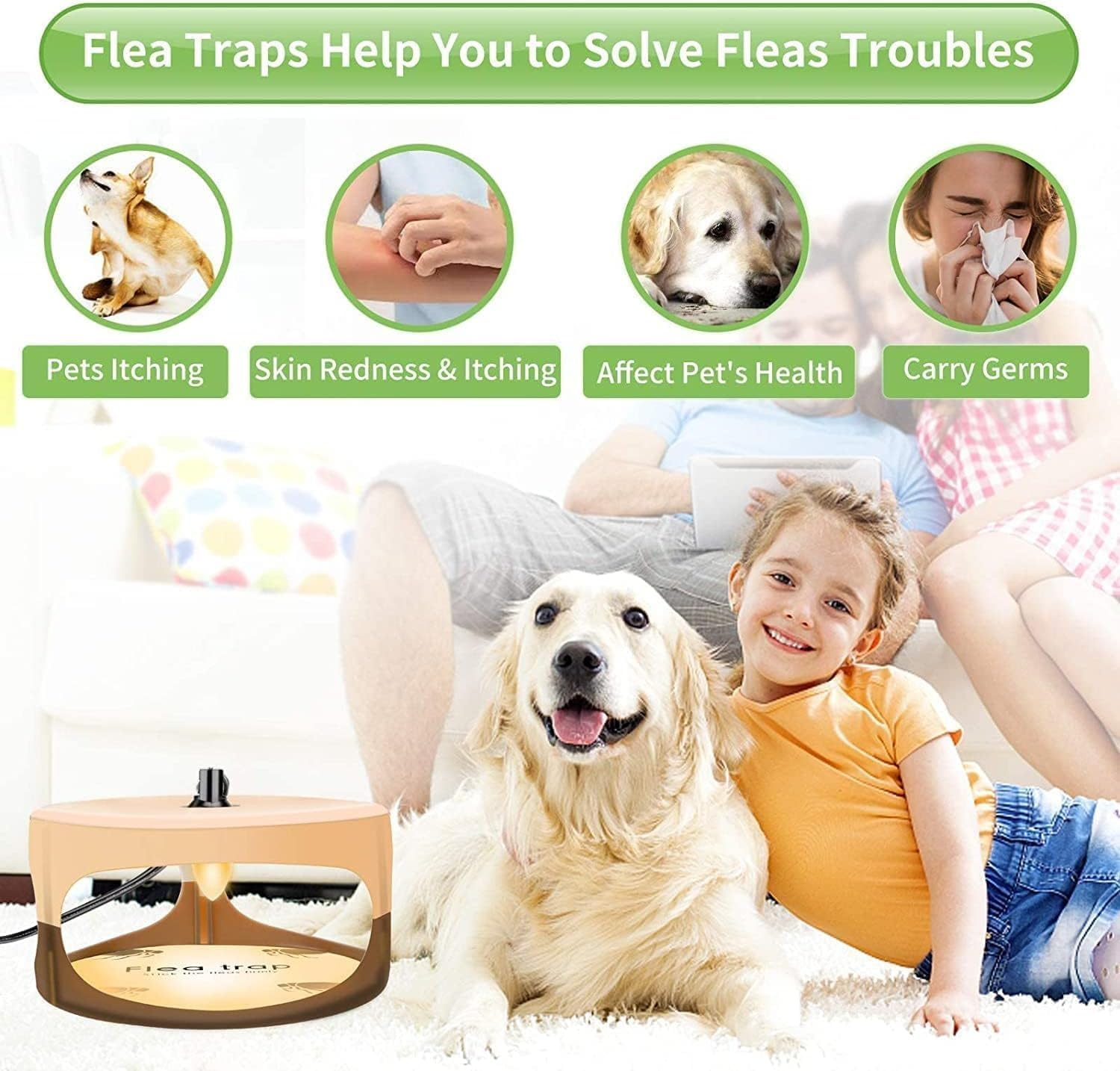 2 Packs Flea Traps for inside Your Home,Indoor Flea Light,Premium Traps with Sticky Pads & Light Bulb Replacement,Friendly Sticky Flea Trap with Long-Lasting Effect for House, Home, Friendly to Pets - 12 Pcs Stickers image number 3