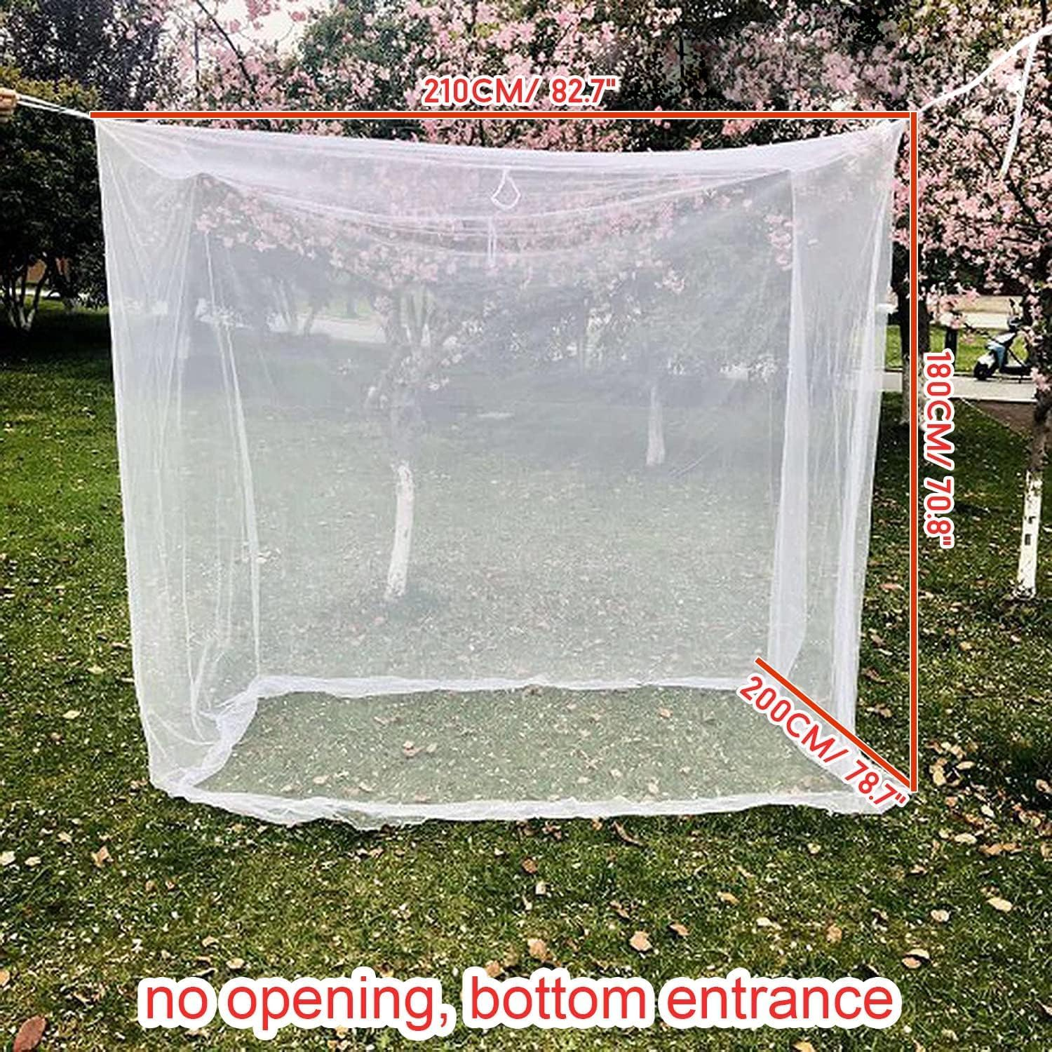 Camp Mosquito Net with Storage Bag, 200 * 200 * 180Cm Ultra Large Mosquito Net Camping Tent for Camping, Finest Holes Mesh 20, Square Netting Curtain for Bunk Bed, Camping, Bedding, Patio image number 3