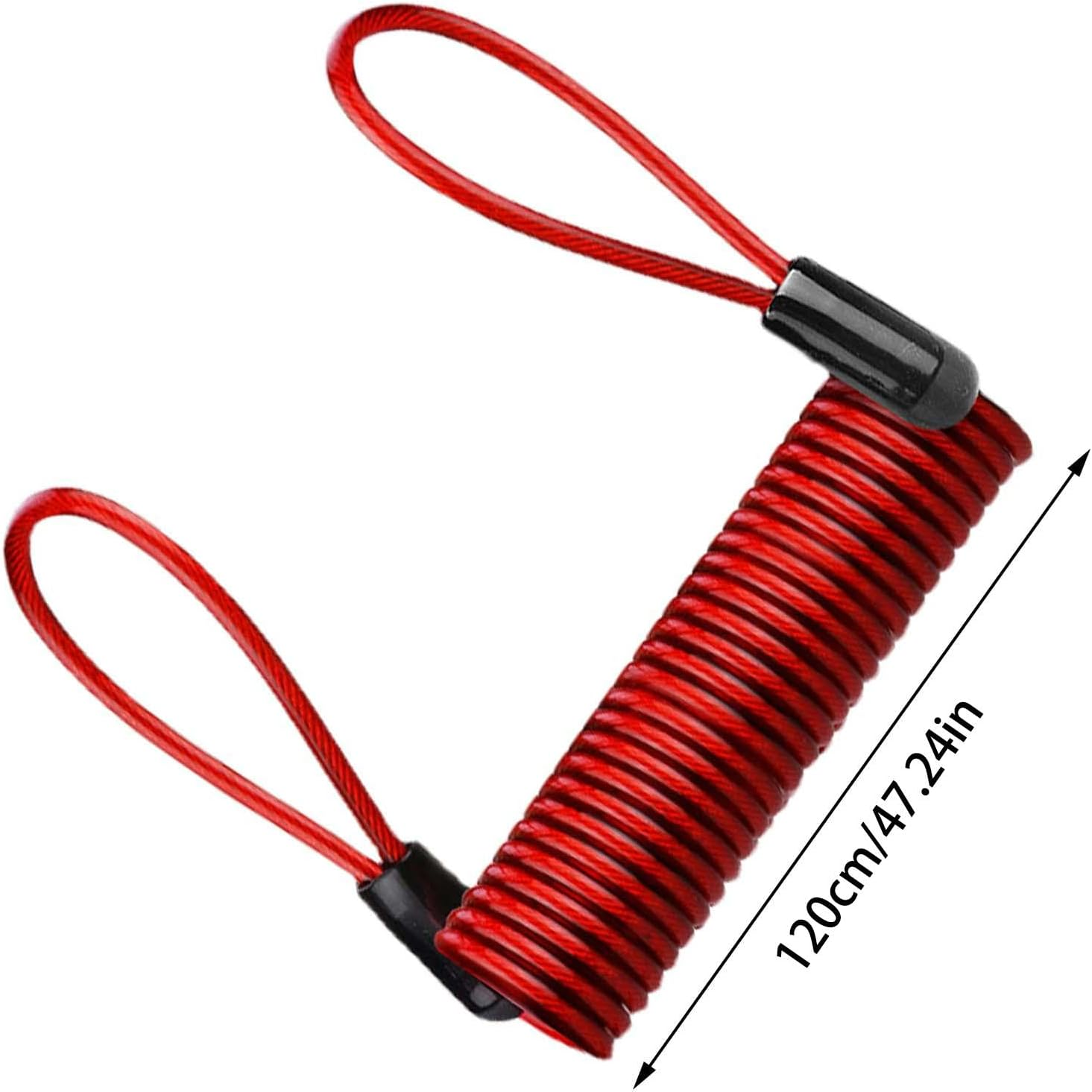 Helmets Lock Cable,Disc Lock Cable for All Kinds of Locks | Disc Lock Reminder Cable, Alarm Lock Security Spring Reminder Cable for Scooter Motorcycle Brake Disc - Black image number 2