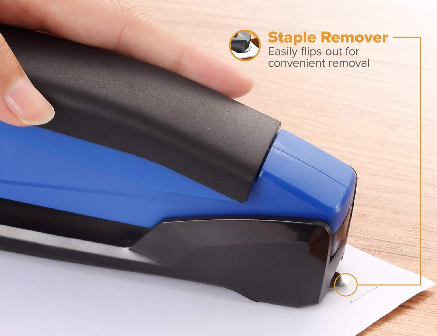 Paperpro Inpower20-3 in 1 Stapler - One Finger, No Effort, Spring Powered Stapler, Blue (1122) - Black/Gray image number 3