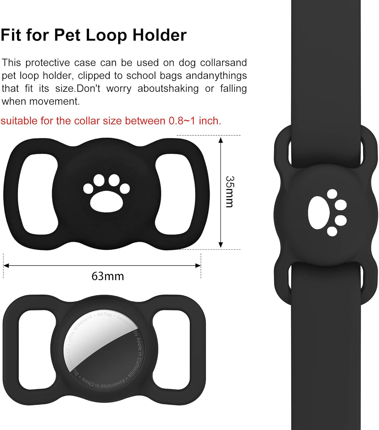 LED Dog Collar,Light up Dog Collars Rechargeable Lighted Dog Collar Glowing Dog Night Walking Collar 3 Colors for Choice(With Airtag Holder) image number 1