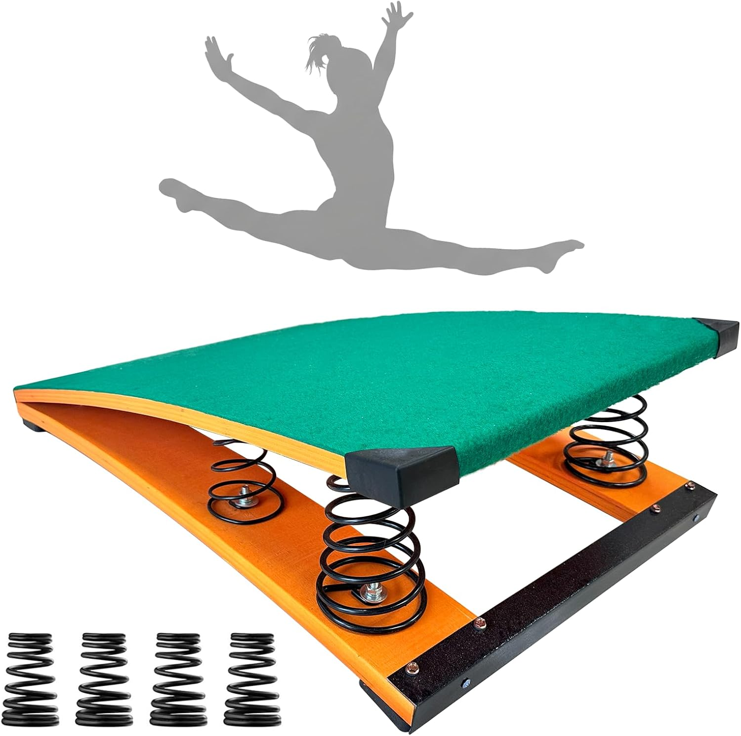4 Springs Gymnastics Springboard for Kids, 31.5"X19.7" Vaulting Training Spring Boards Gymnastics, Portable Curved Spring Board Gymnastics Vault with Anti-Slip Mat for Outdoor Training