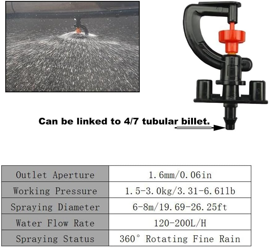 10 Pcs Micro Rotating Sprinkler Micro Nozzle Sprinkler Plant Irrigation Atomising Drip System Micro Rotor Sprinkler for Greenhouse(G-Type Micro Rotating Sprinkler) image number 2