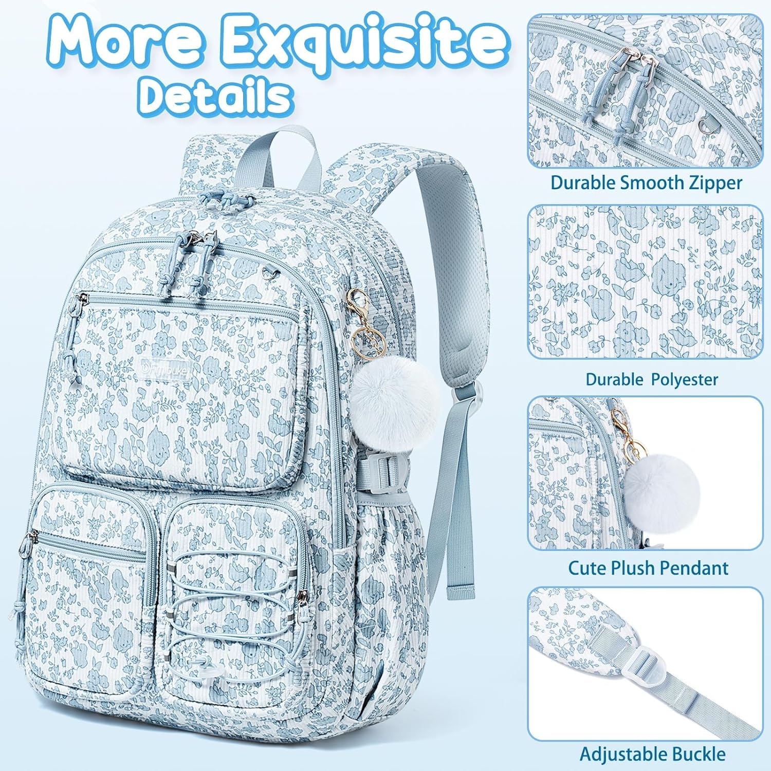 Fimibuke School Backpack for Teen Girls Boys Kids School Book Bags with Lunch Box Pencil Bag for Elementary High School - Beige Strawberry image number 3