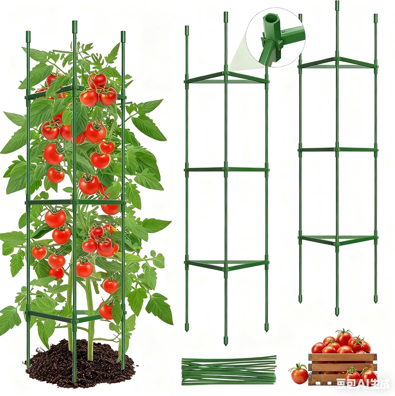 Tomato Cages for Garden,Up to 120Cm Tomato Cage Trellis-Upgraded Hexagon Connector,Heavy Duty Adjustable Tomato Stake Support for Raised Garden Bed(3 Pack)