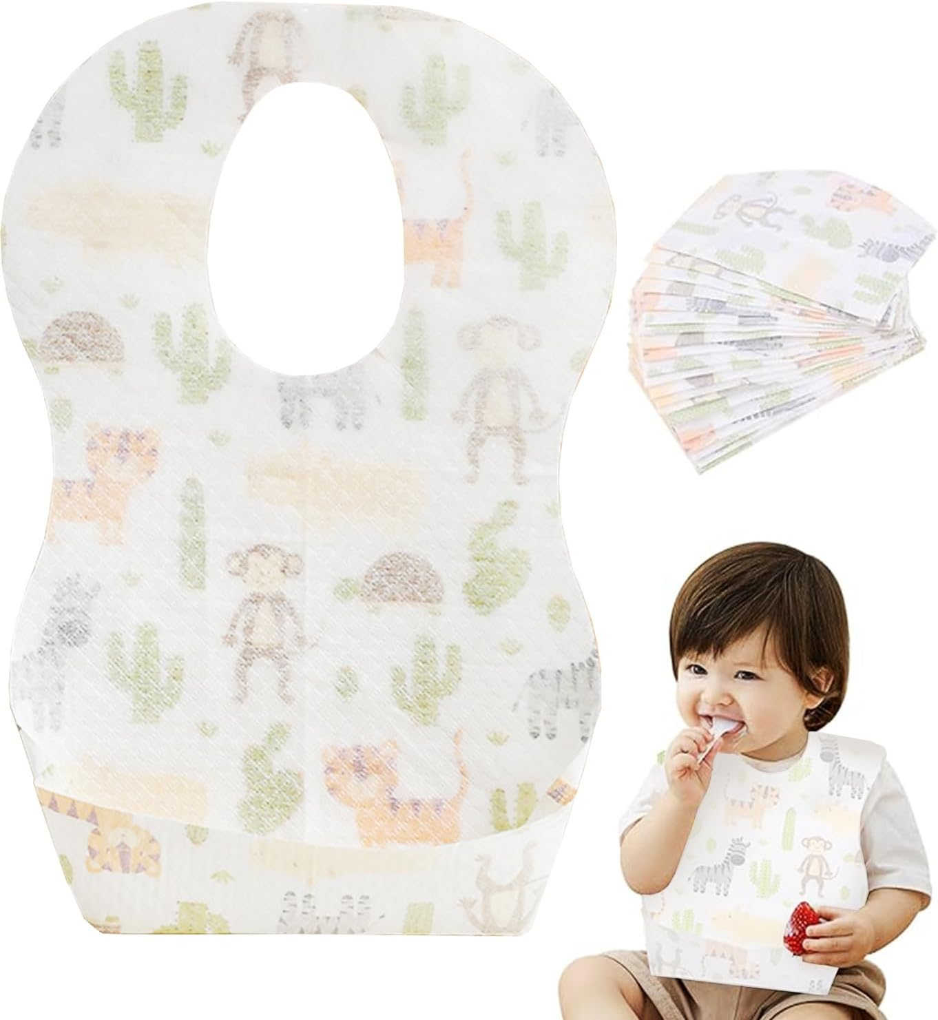 Baby Disposable Bibs-Individually Packaged, 50PCS Disposable Bibs for Toddlers,Baby Bibs for Eating,Convenient Travel Friendly