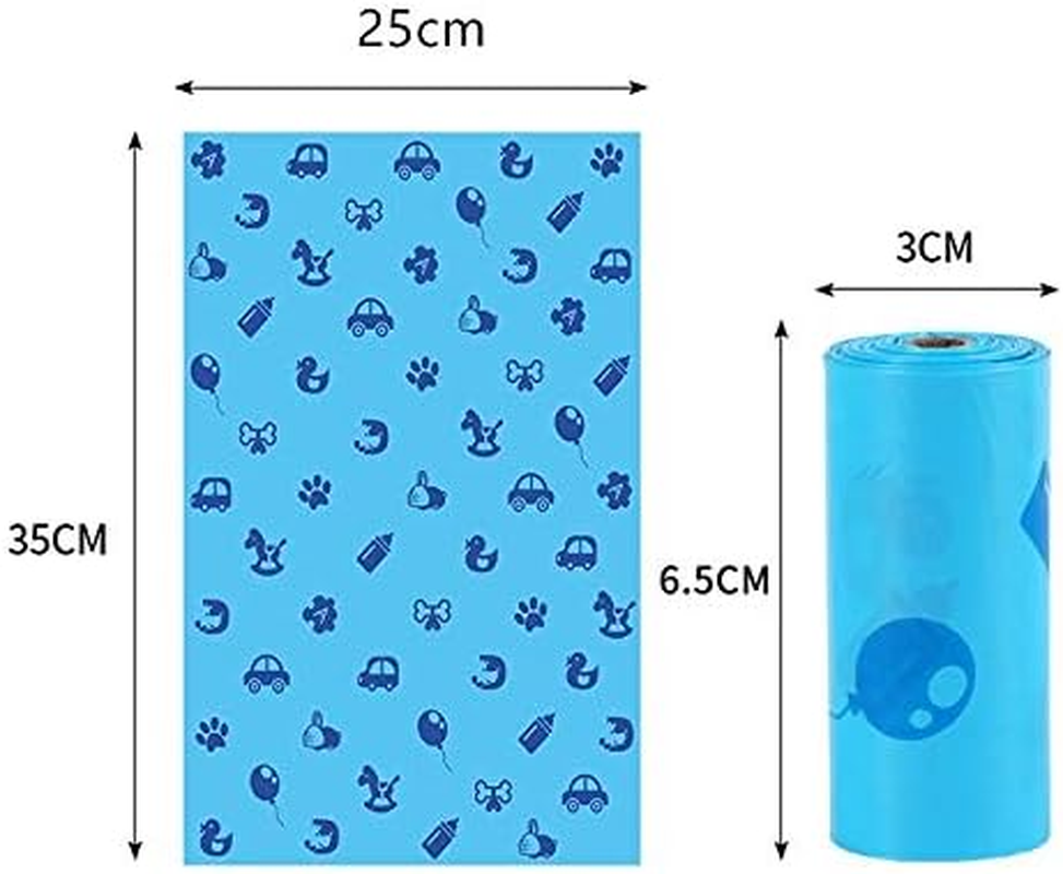 AMXGPT Diaper Bags Disposable for Baby, 16 Rolls/240 Bags, with Dispenser Baby Diaper Disposal Bags Diaper Trash Bags, Disposal Bags Easy-Tie for Travel (Blue)