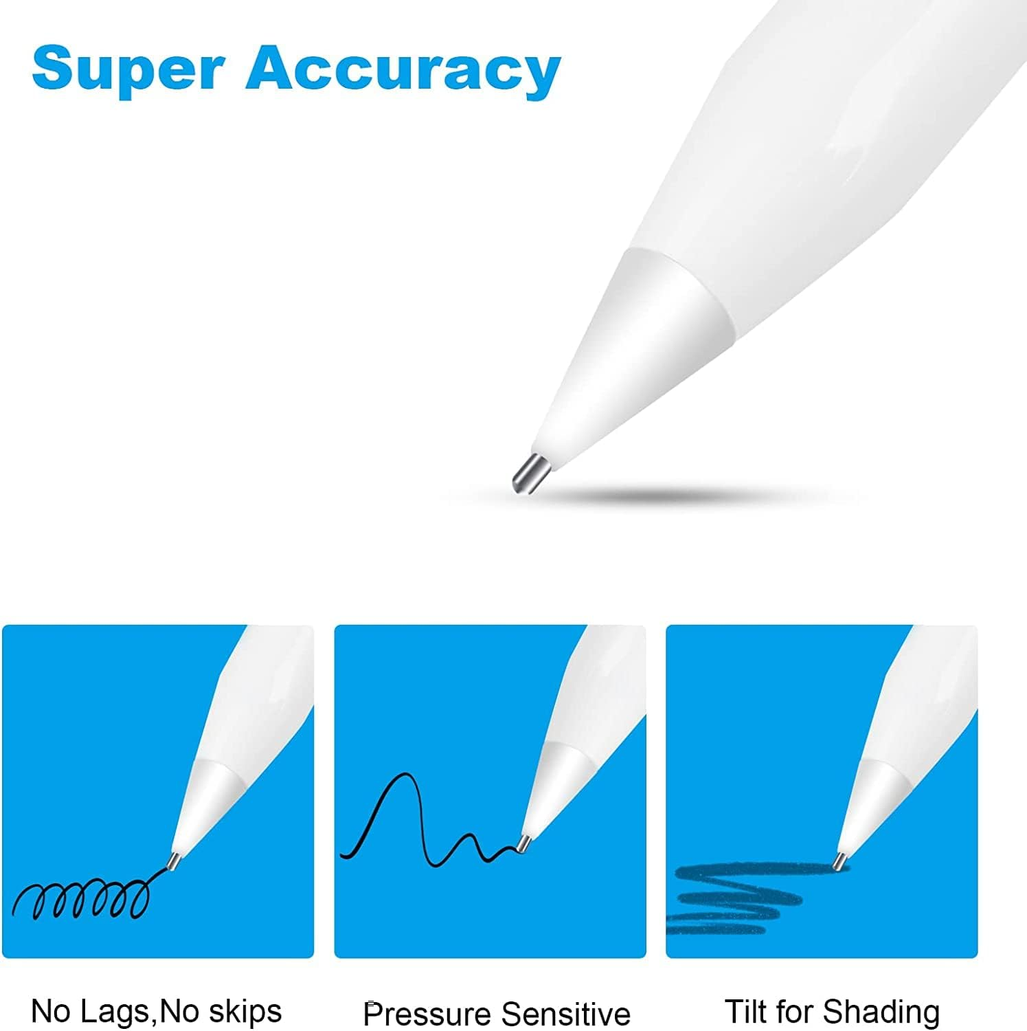 2PCS Upgraded Pencil Tips, KAPASKI Precision Control Tips for Apple Pencil 1St/2Nd Gen, Fine Point Replacement Nibs, White image number 3