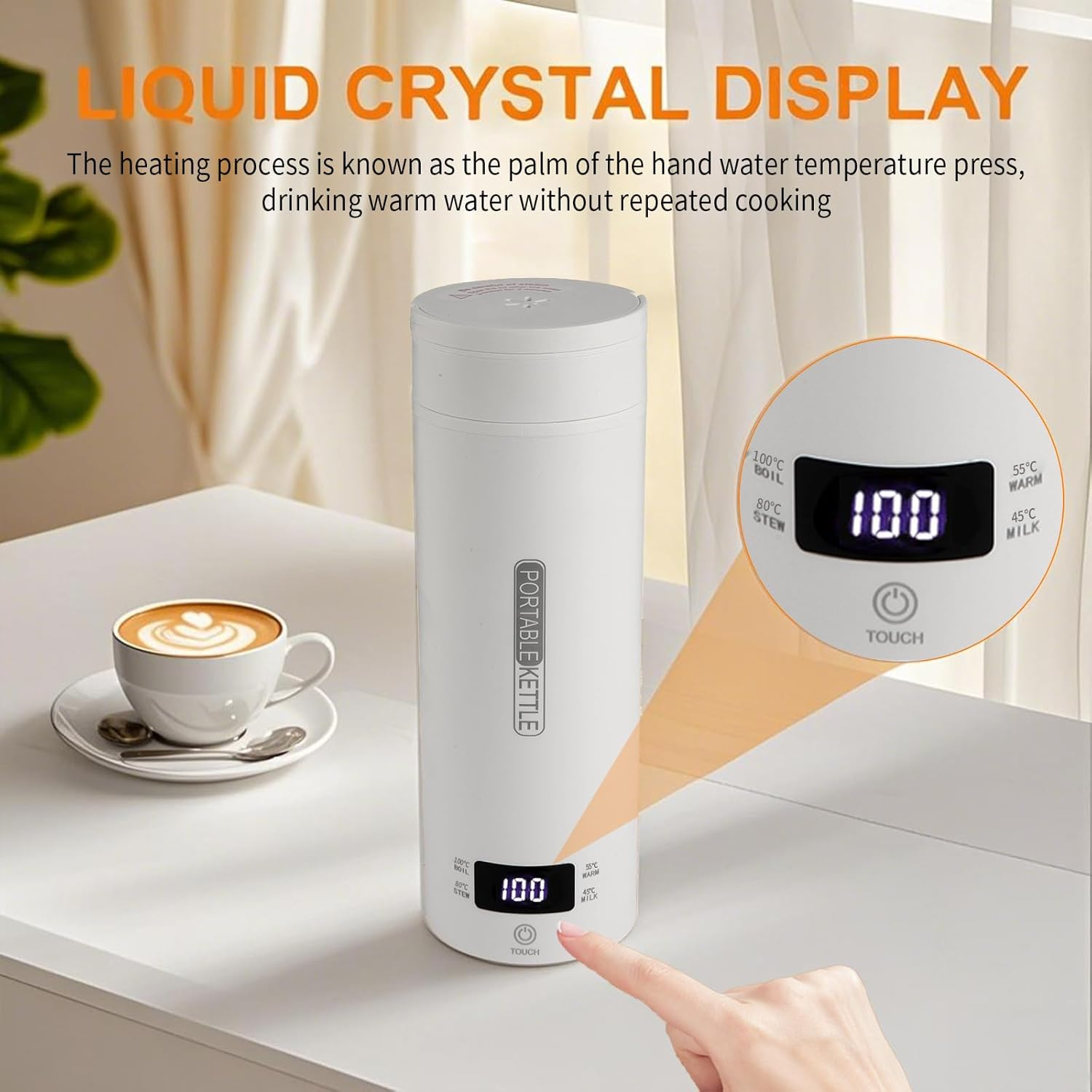 Travel Kettle Portable Small Tea Coffee Kettle Water Boiler, Electric Water Heater with 4 Temperature Control,316 Stainless Steel with Auto Shut-Off & Boil Dry Protection, Bpa-Free image number 2