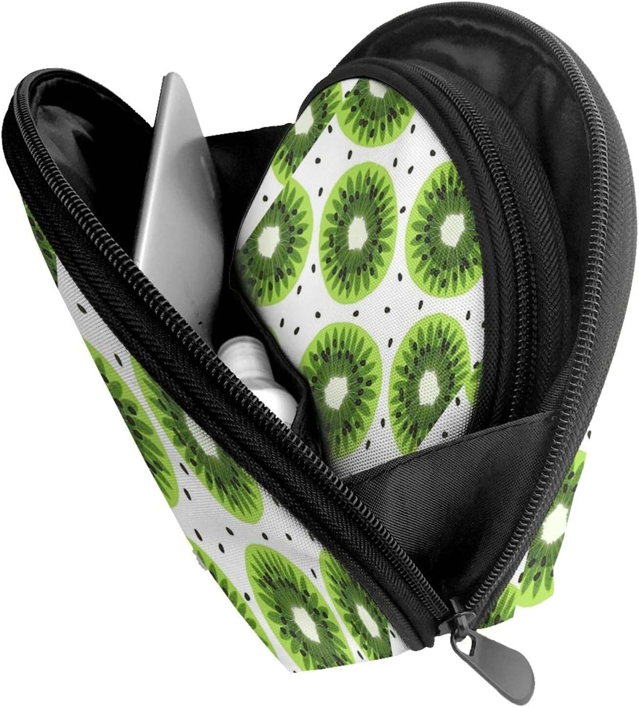 Cozimangoe Coin Pouch Makeup Bags Set, 2 Piece Shell Shape Cosmetic Bag with Pockets for Daily Travel Handbag Lipstick Keys Toiletry, Personalized Kiwi image number 3