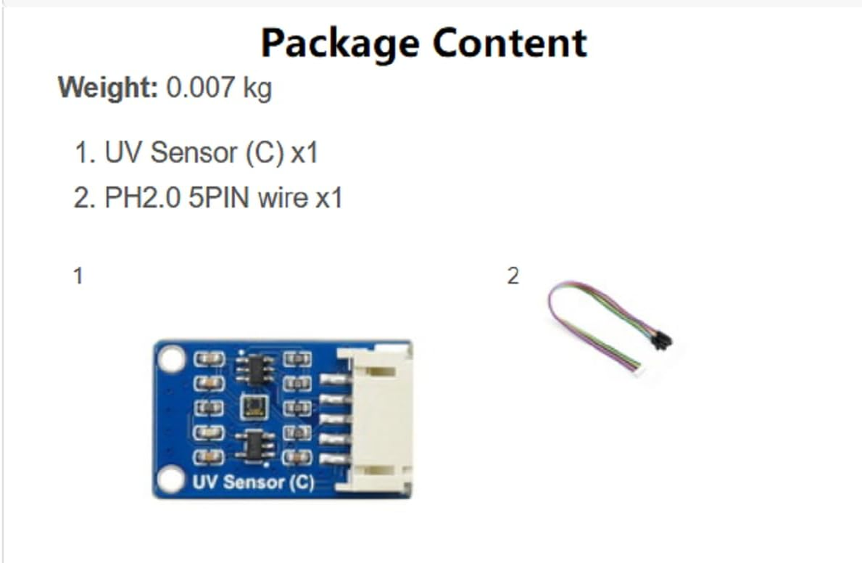 Waveshare Digital LTR390-UV Ultraviolet Sensor (C), Direct UV Index Value Output, I2C Bus 3.3V/5V,Compatible with Raspberry Pi/Forarduino/Stm32 image number 2