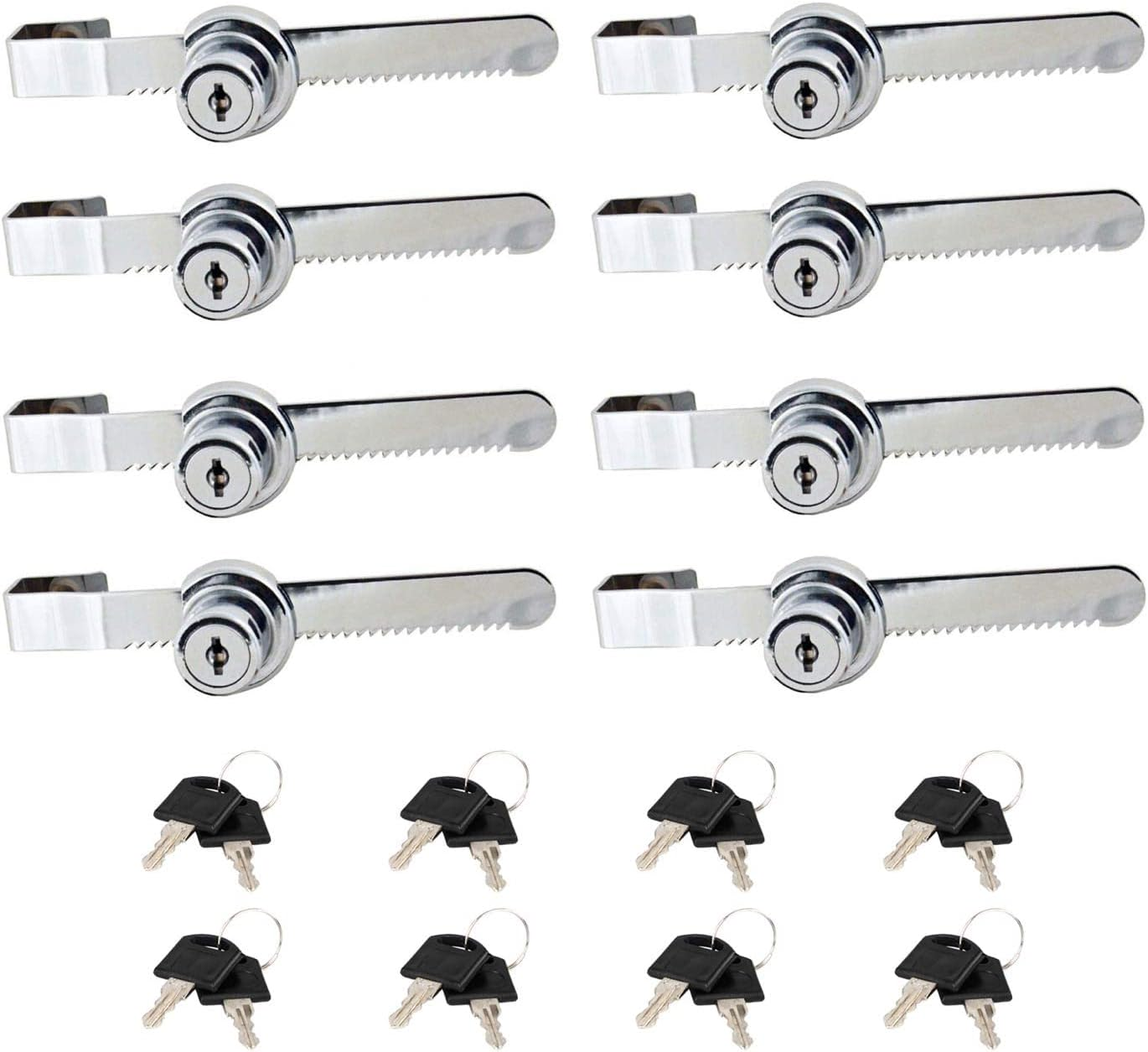 Sliding Glass Door Ratchet Lock Display Case Lock with Chrome Finish, Security, Keyed Alike Showcase Display (8 PC) image number 5