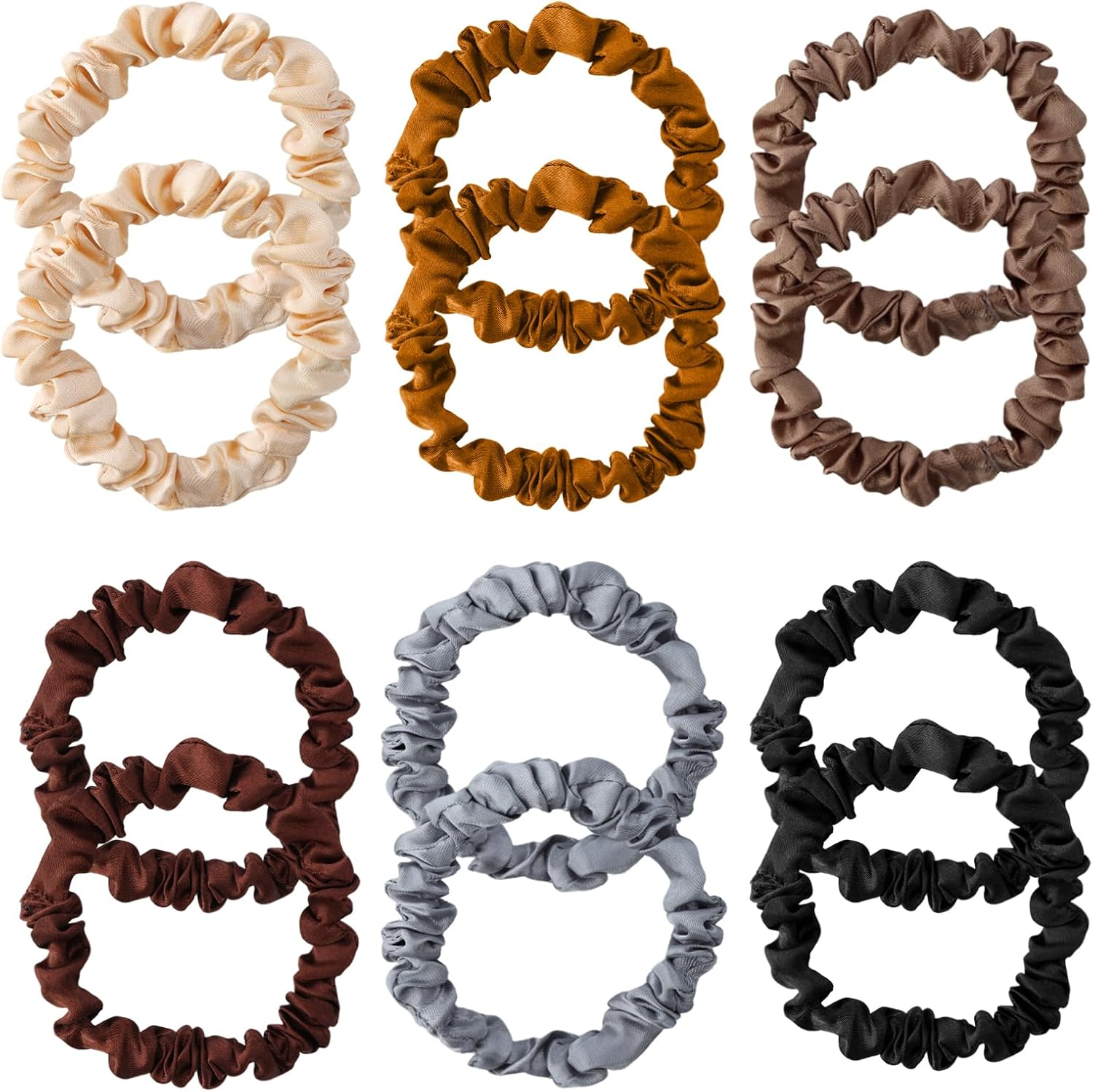 12 Pcs Small Silk Satin Hair Ties Silk Hair Scrunchies Elastic Small Ponytail Holders for Women Hair Accessories image number 2