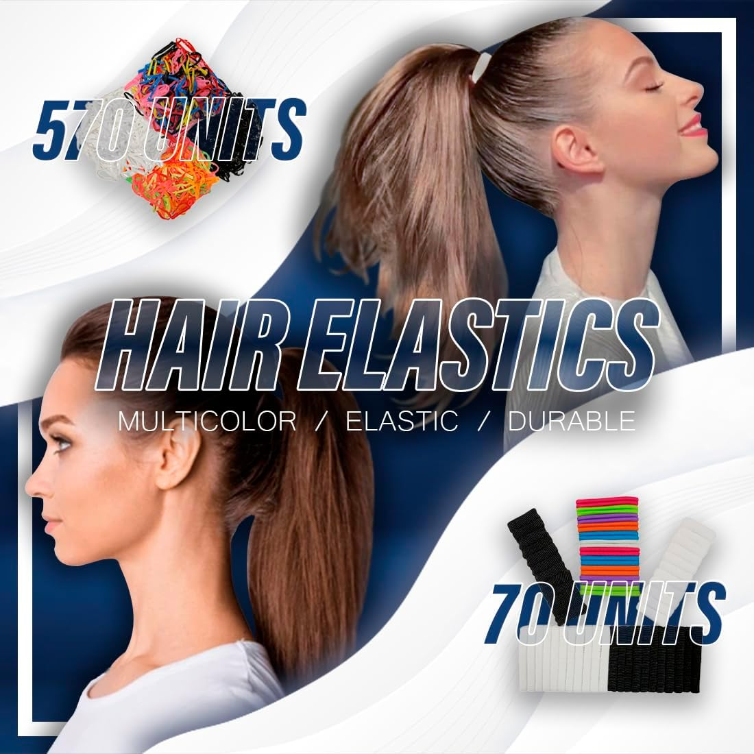 JYC CREATIVE Girls Hair Bobbles Scrunchies (Assorted, Pack of 70) image number 6