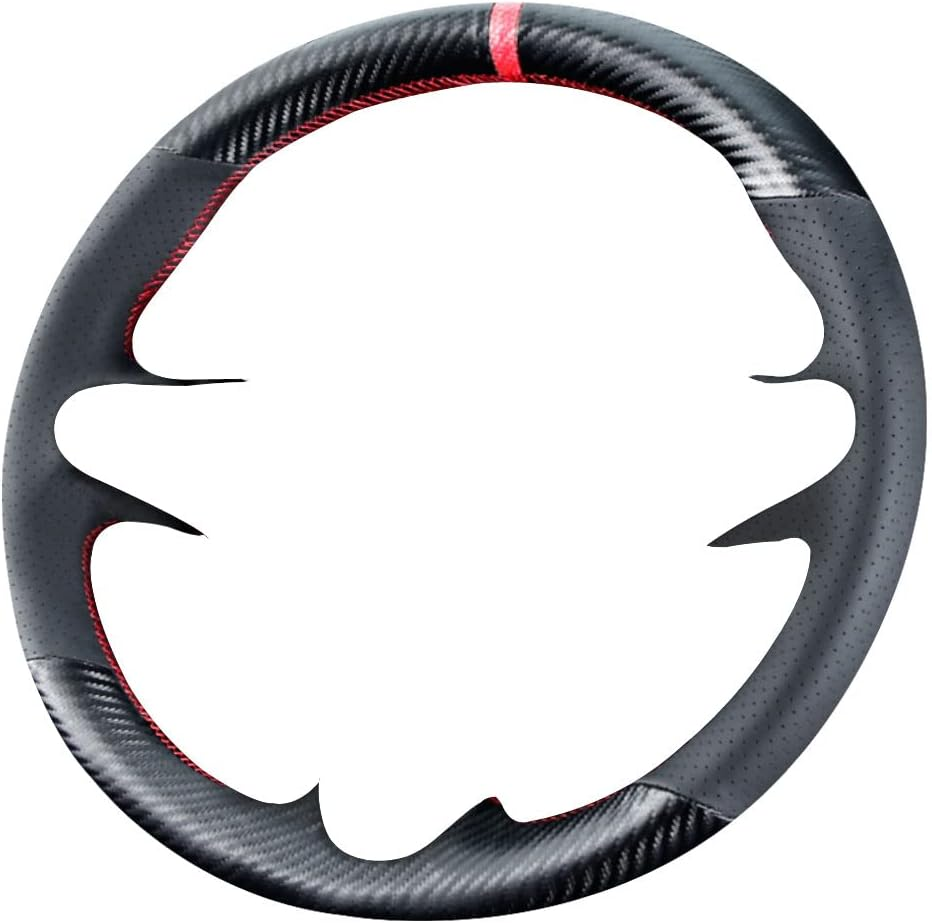 Kivnto DIY Stitching Carbon Fiber Steering Wheel Cover for Honda Civic 8Th Generation 2006 2007 2008 2009 2010 2011 3 Spokes 13.5-14.5 Inches Leather Interior Accessories image number 3