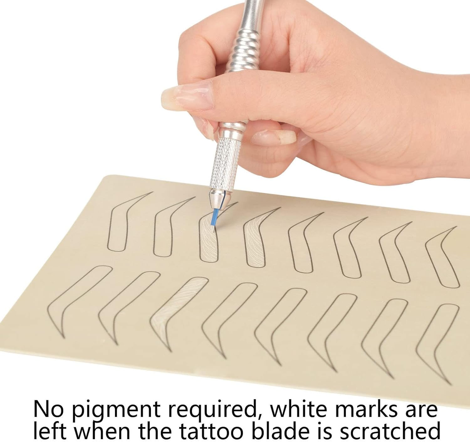 1Mm Single Side Pattern Black Inkless Microblading Supplies, 10 PCS Microblading Practice Skin Silicon for Eyebrow Microblading Supplies Machine Parts 1Mm Single image number 2