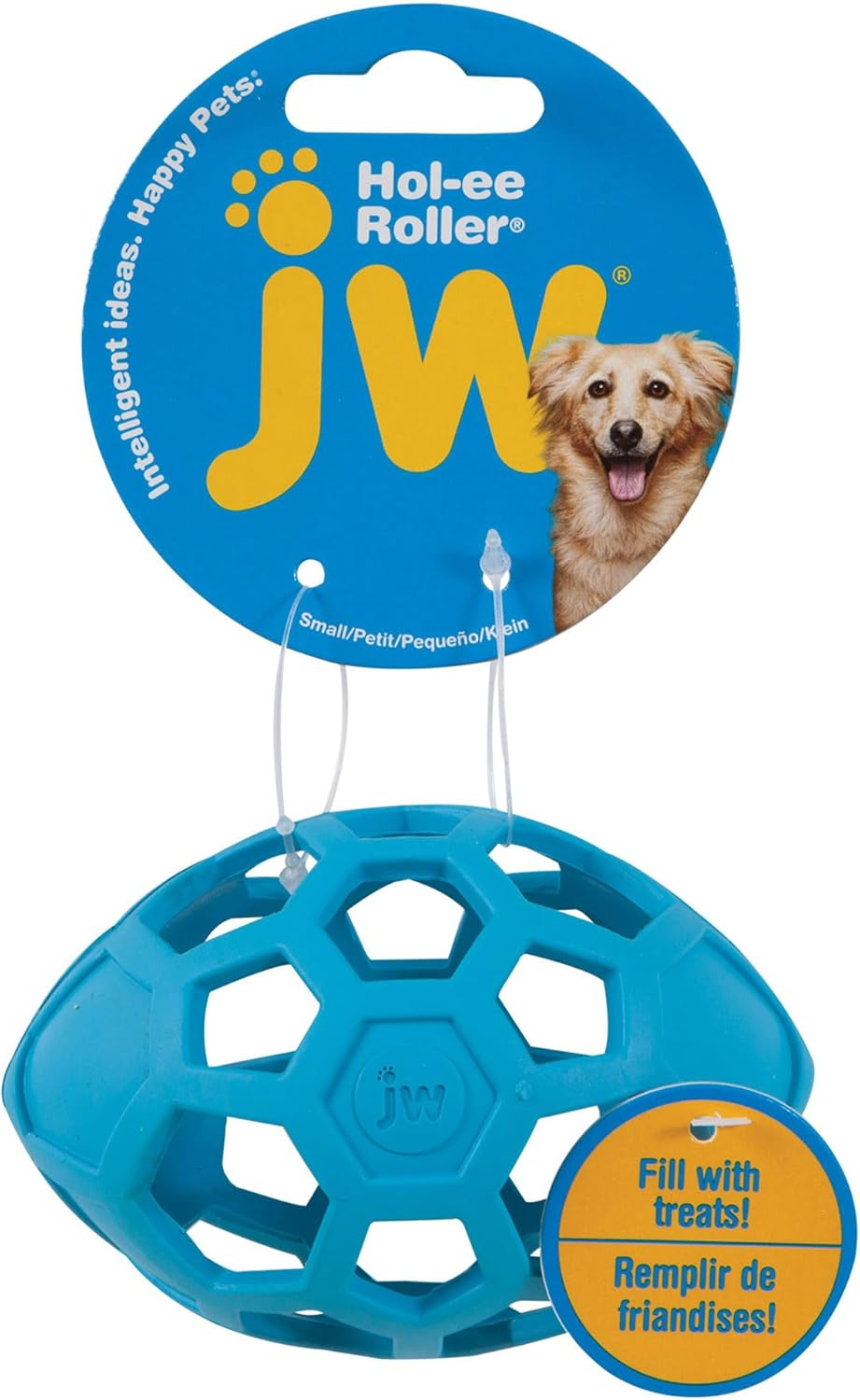 JW Pet Hol-Ee Giggler Dog Toy Puzzle Ball, Natural Rubber, Medium (4.5 Inch Diameter), Red