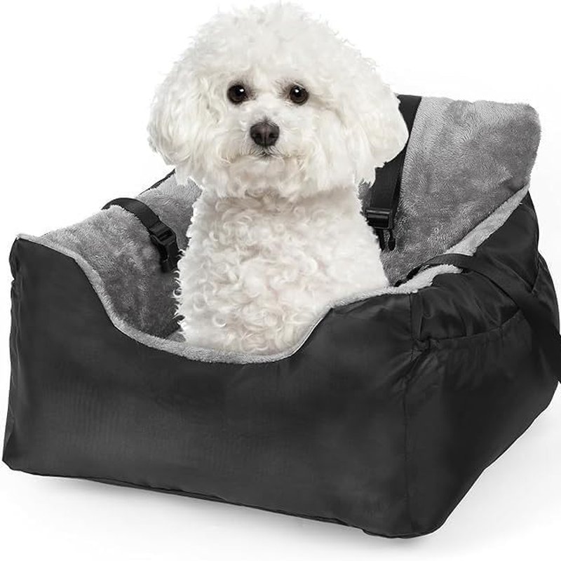Dog Car Seat for Small and Medium Dogs,Car Seat for Dogs Removable and Washable Dog Booster Seat under 30Lbs, Pet Car Seat Travel Bed with Storage Bag and Dog Safety Belt (Black) image number 4