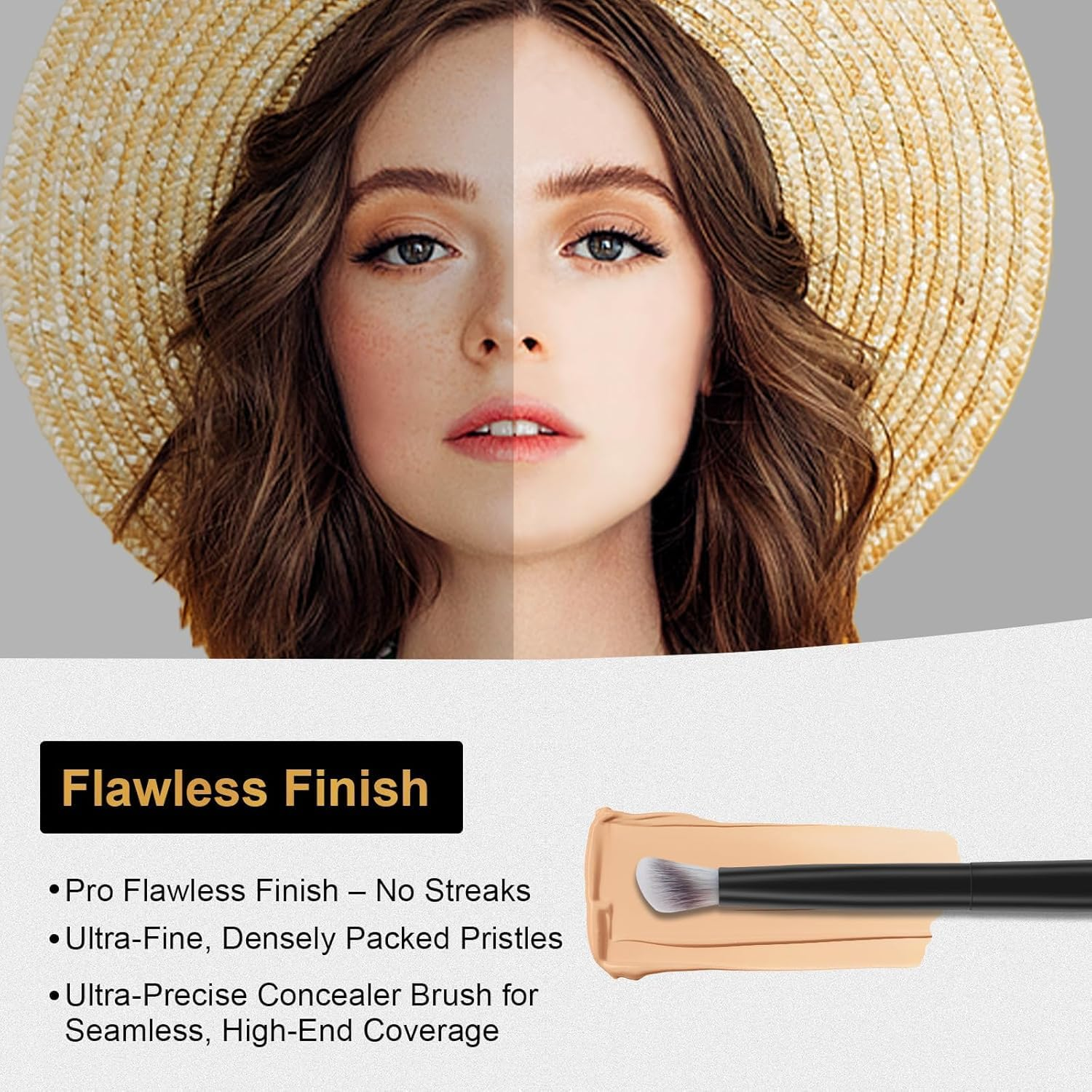Start Makers 2PCS Foundation Brush Set, Soft Dense Synthetic Kabuki Foundation Brushes, Concealer Brush for Liquid, Cream, Powder, Vegan Makeup Brushes Flawless Make up Application image number 2