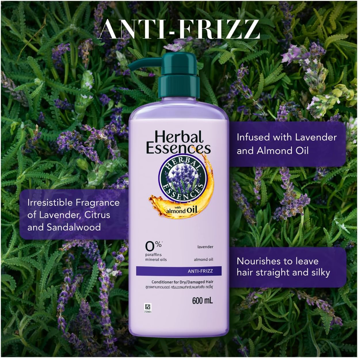 Herbal Essences Almond Oil Anti-Frizz Lavender 600Ml Conditioner image number 5