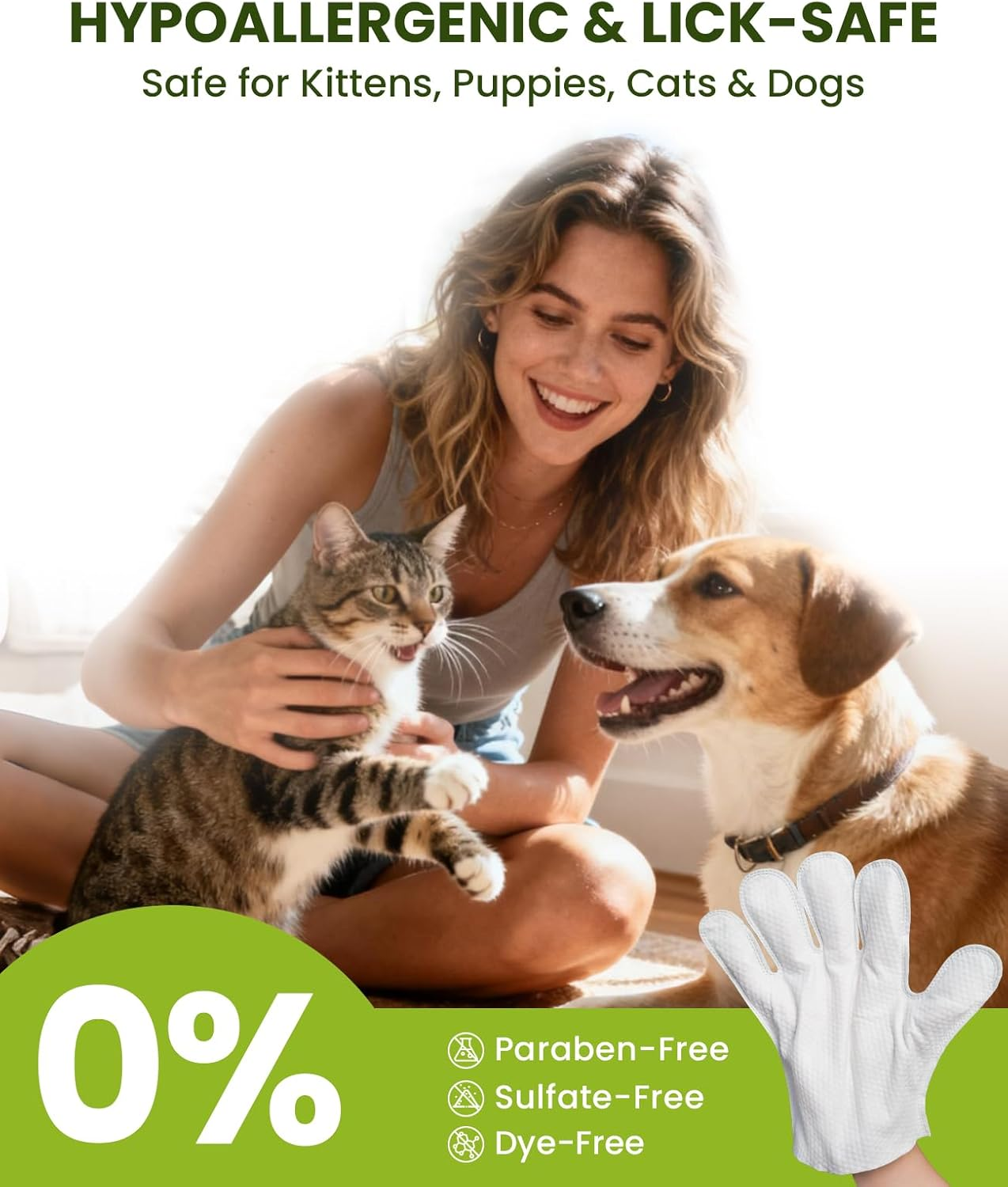 36PCS Hypoallergenic Pet Glove Wipes for Dogs & Cats - Quick Clean & Deodorizing between Baths & Travel | Dog Washing Wipes for Fur, Butt, Paws, Eyes & Ears |Cat Cleaning Gloves for Grooming & Bathing