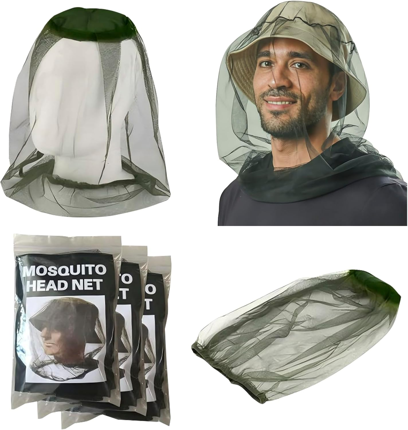 Juscuca 4 Pack Mosquito Head Net Premium Breathable Insect Shield Face Mesh, Perfect for Outdoor Activities like Fishing, Camping, Hiking image number 2