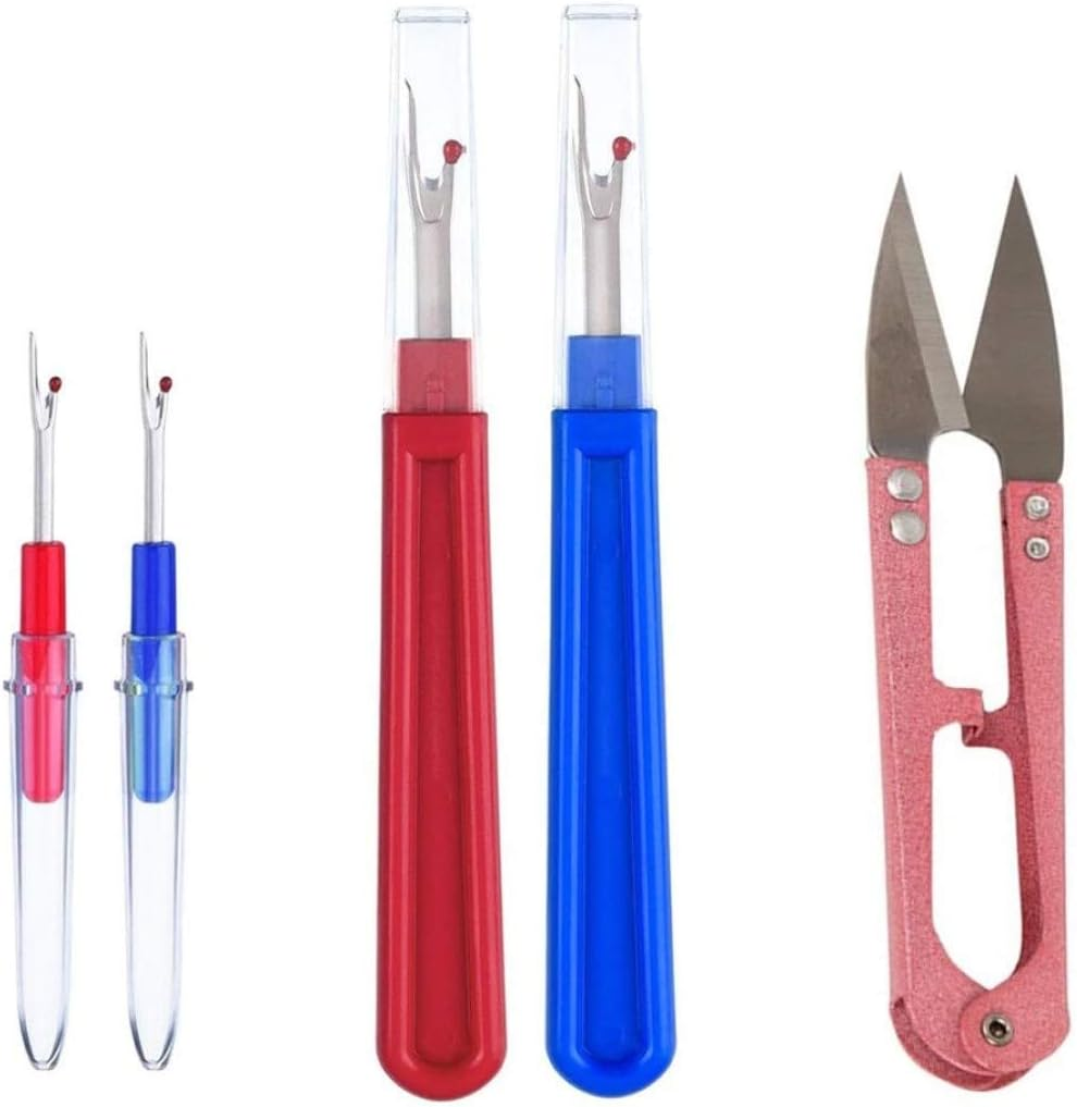 APUXON Seam Ripper and Thread Remover Kit 2 Big and 2 Small Handy Stitch Ripper Sewing Tools and 1 Sewing Trimming Scissor Nipper Tool for Thread image number 3