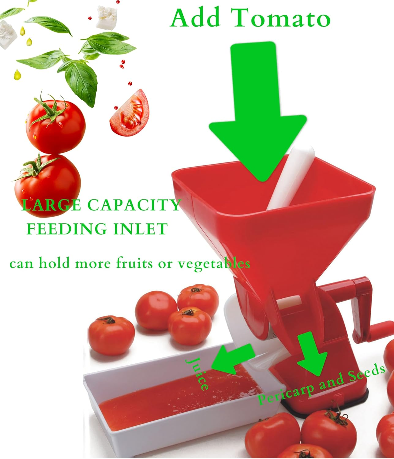 Tomato Press, Manual Food Strainer/Sauce Maker, Tomato Sauce Maker Machine, Food Mill for Tomato Sauce, , Marinara, Sauce Ect image number 3